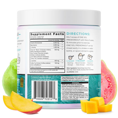 One Sol Pre-Workout for Women, Enhanced Pump & Focus, No Jitters Or Crash, Natural One SolUS supplements