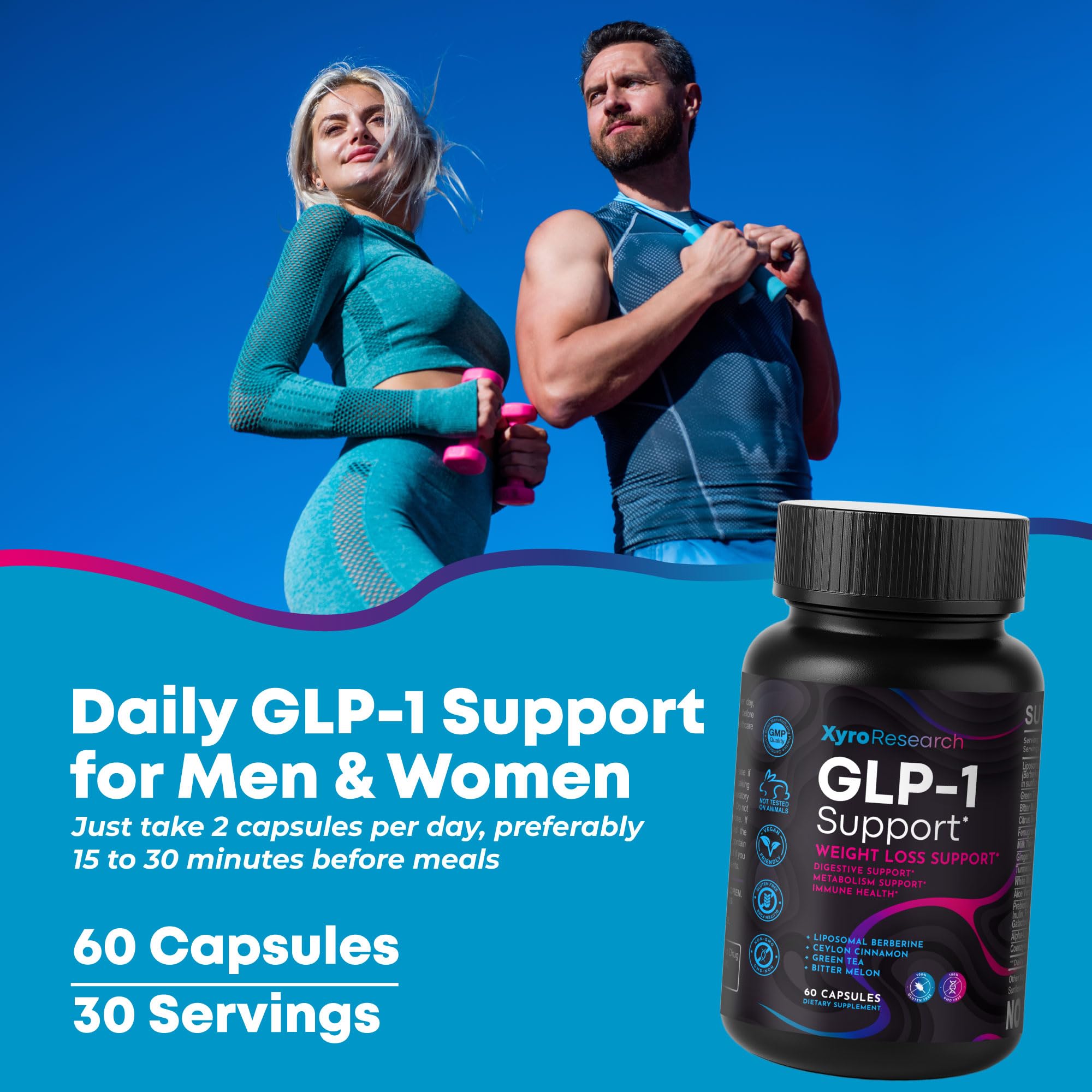 Xyro Research GLP-1 Support Weight Loss Supplement - Appetite Suppressant & Metabolism Booster to Support Natural Hunger Control Curb Cravings Burn Fat & Gut Wellness Xyro ResearchAu supplements