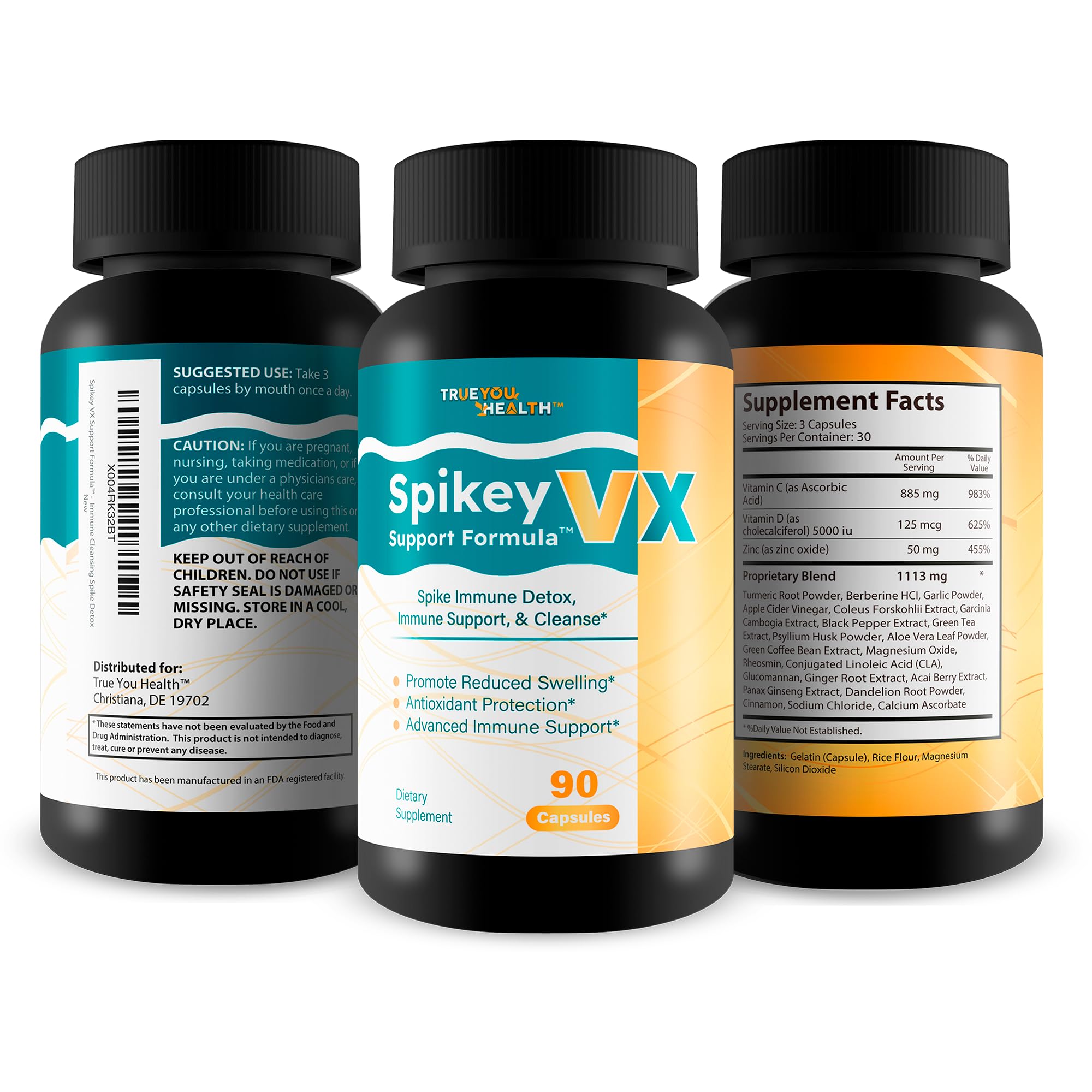 True You Health Spikey VX Support Formula - Our Best Spike Support Formula for Immune System Detox - Daily Zinc Immunity Capsules Vitamin C Immune Boost - Feel The Wellness Spike Detox The Wellness True You HealthAu supplements