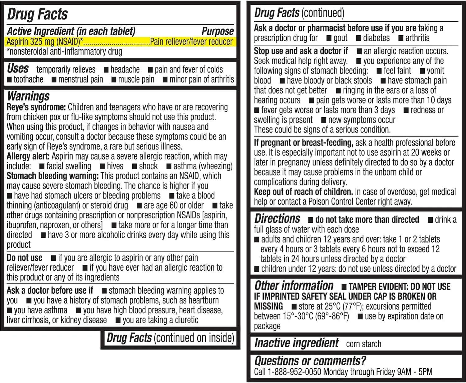 HealthA2Z® Aspirin 325mg | Uncoated Tablets |Original Strength | Pain Reliver |Fever Reducer | Compare to Bayer® Active Ingredients… (120 Counts) HealthA2ZAu supplements