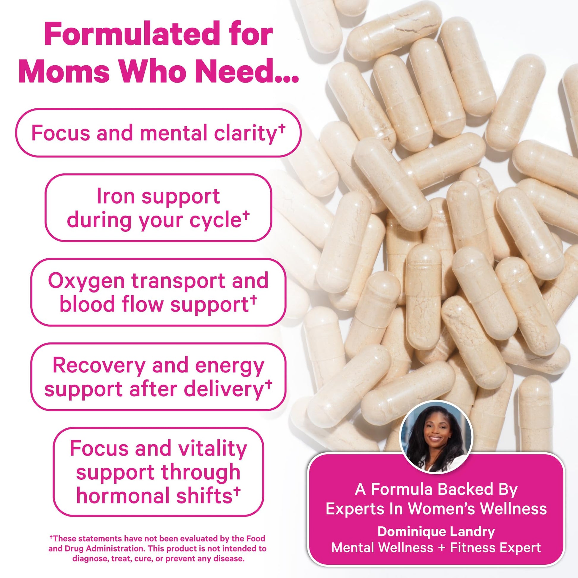 Pink Stork Iron for Women – 18 mg Non-Constipating Iron Bisglycinate + Vitamin C for Optimal Absorption – Energy, Focus, & Oxygen Supply – PMS, Pregnancy, Postpartum & Perimenopause - 60 Capsules Pink StorkAu supplements