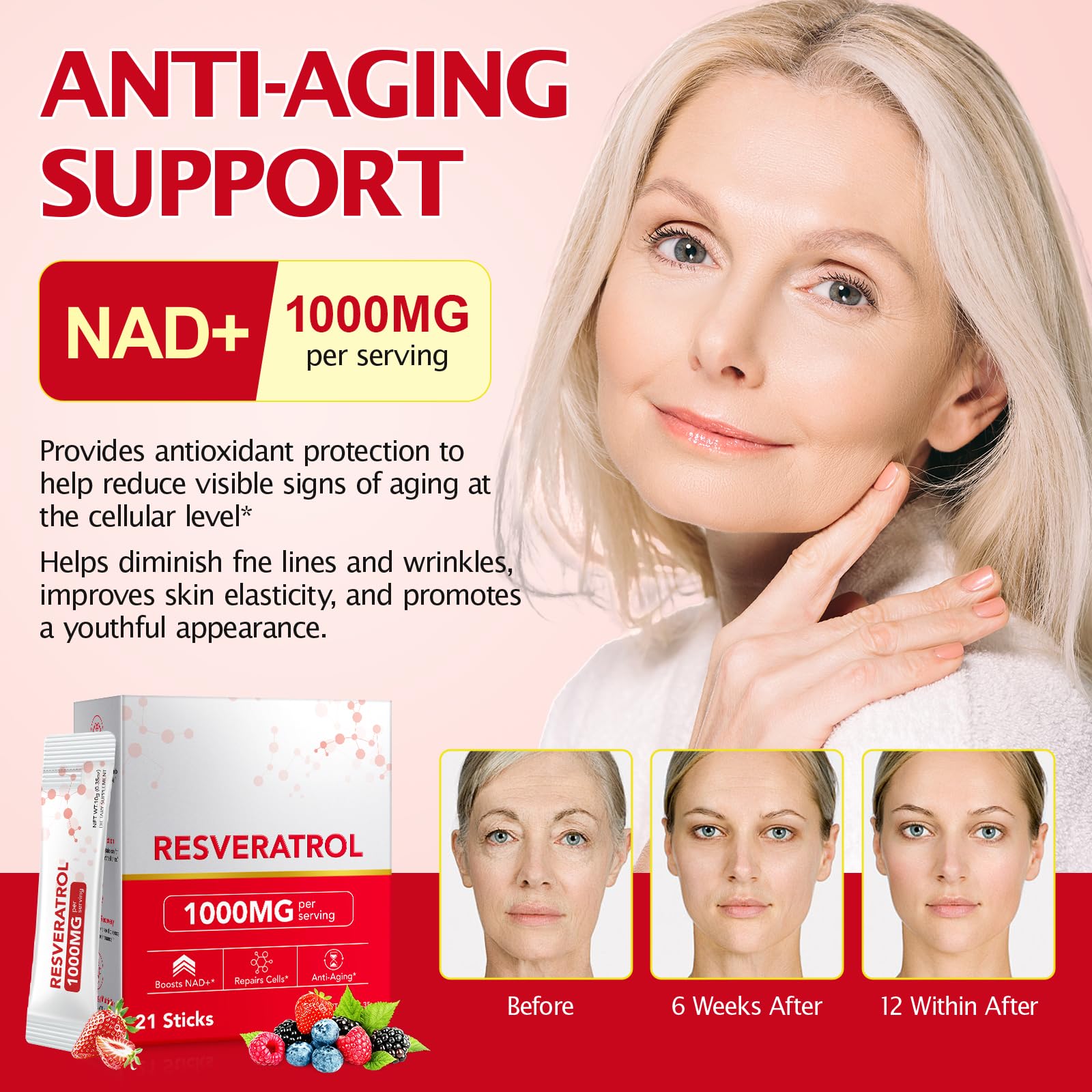 KITNOBLIS NAD+ Supplement for Women 1000mg - High Potency Cellular Energy Booster with PQQ, Resveratrol - Health, Anti-Aging Support （21pcs） KITNOBLISAu supplements