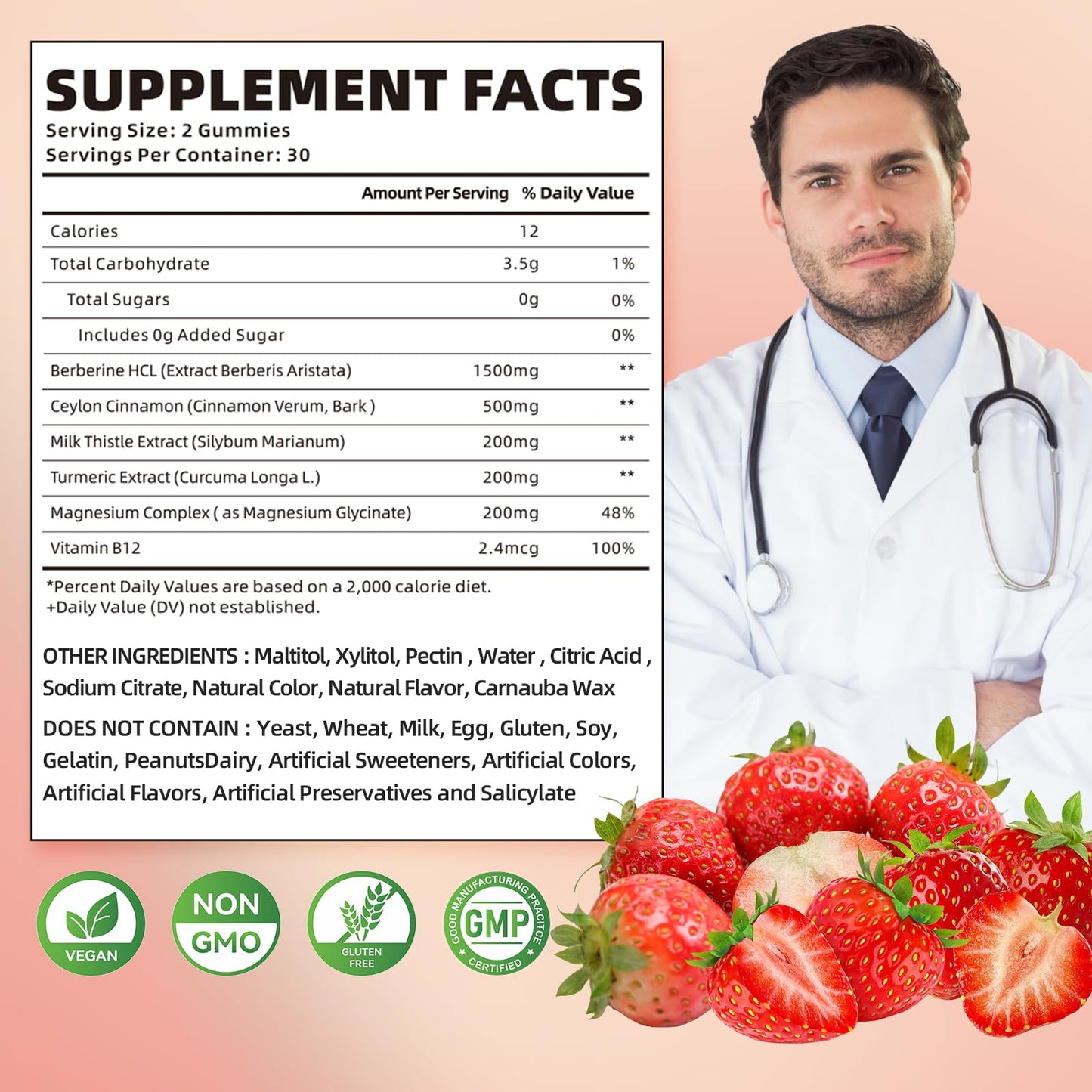 softbear Berberine with Ceylon Cinnamon Gummies-99% Purity Berberine HCL Supplements softbearUS supplements