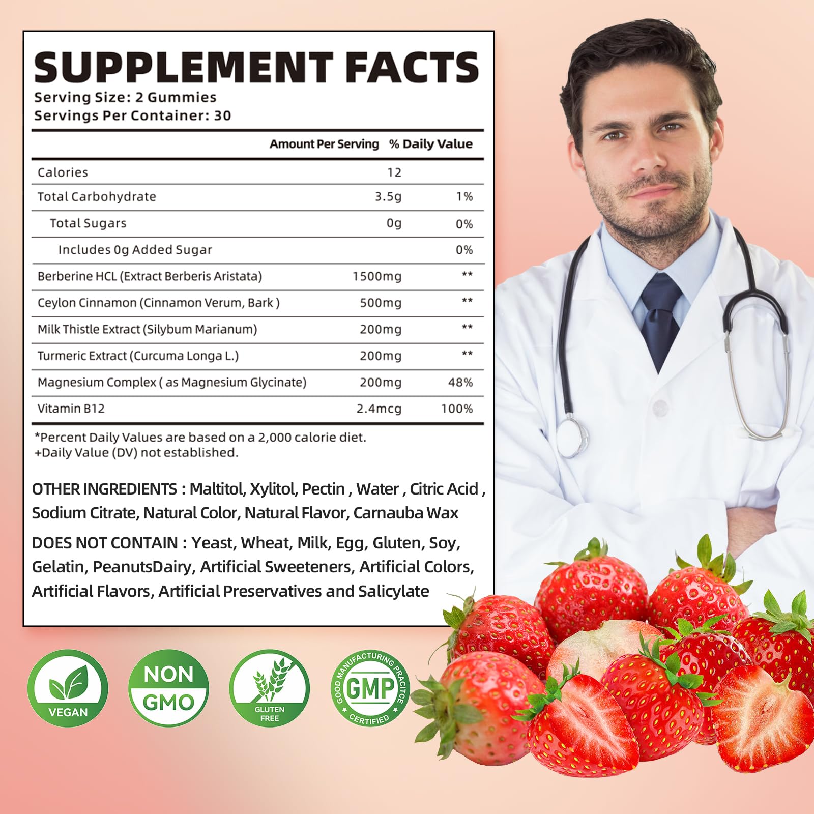 softbear Berberine with Ceylon Cinnamon Gummies-99% Purity Berberine HCL Supplements softbearUS supplements