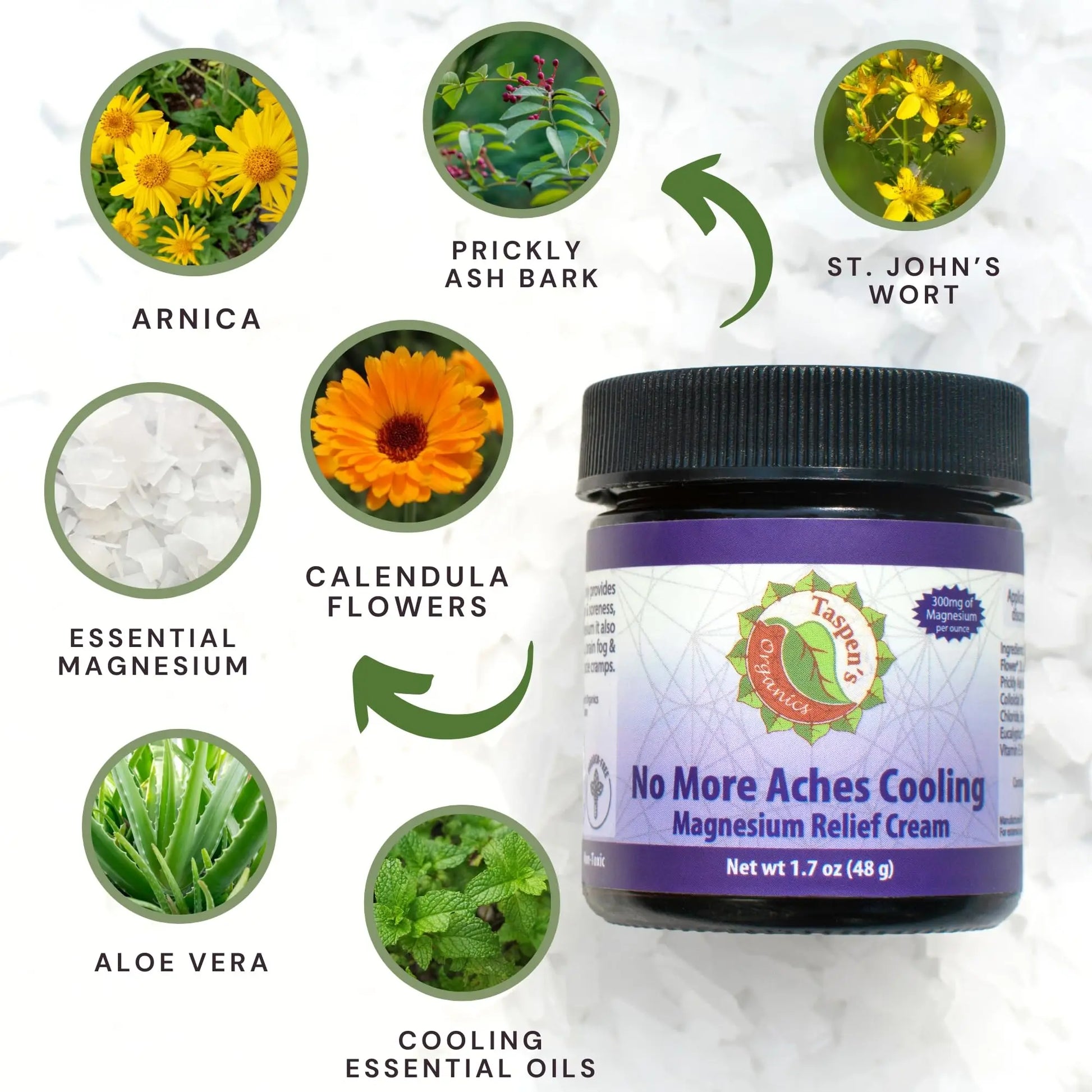 Taspen’s Organics Magnesium No More Aches Cooling Cream – Topical Magnesium Cream for Muscle Relief, Sore Muscles & Post-Workout Recovery with Arnica, Herbs & Essential Oils Taspen's OrganicsAu supplements