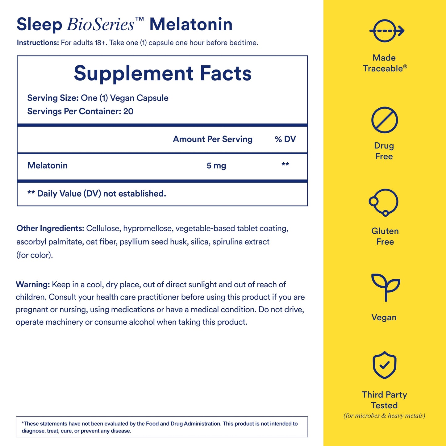 Ritual Sleep BioSeries™ Melatonin: Sleep Aid for Adults, Sleep Supplement with Time Released Capsules, Drug Free Sleep Vitamins for Adults for All Night Sleep Support, 20 Capsules RitualUS supplements