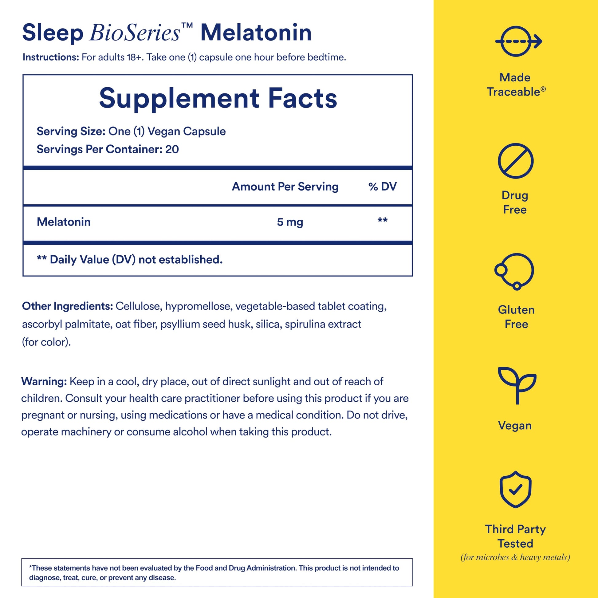 Ritual Sleep BioSeries™ Melatonin: Sleep Aid for Adults, Sleep Supplement with Time Released Capsules, Drug Free Sleep Vitamins for Adults for All Night Sleep Support, 20 Capsules RitualUS supplements