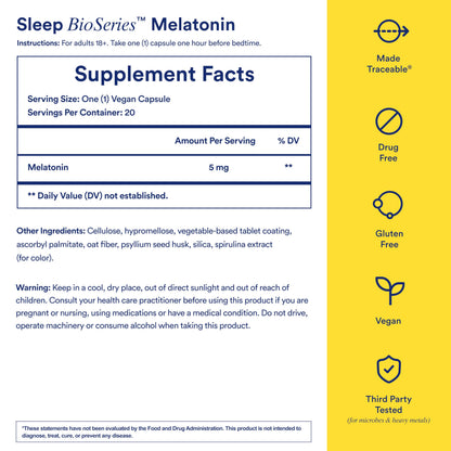 Ritual Sleep BioSeries™ Melatonin: Sleep Aid for Adults, Sleep Supplement with Time Released Capsules, Drug Free Sleep Vitamins for Adults for All Night Sleep Support, 20 Capsules RitualUS supplements