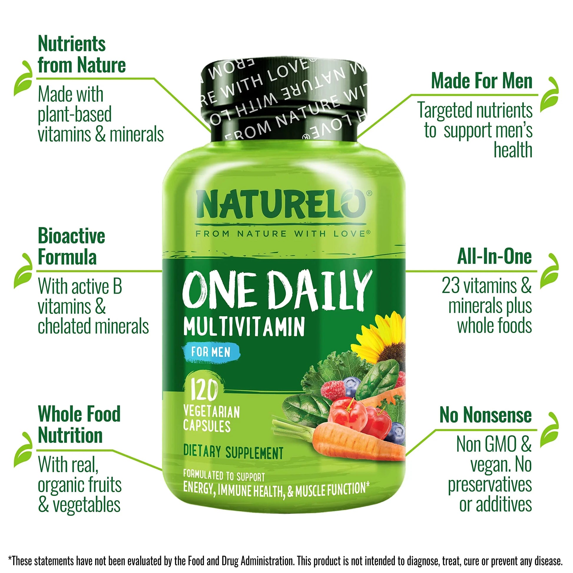 NATURELO One Daily Multivitamin for Men, 120 Vegetarian Capsules One Daily Multivitamin for Women NATURELOAu supplements