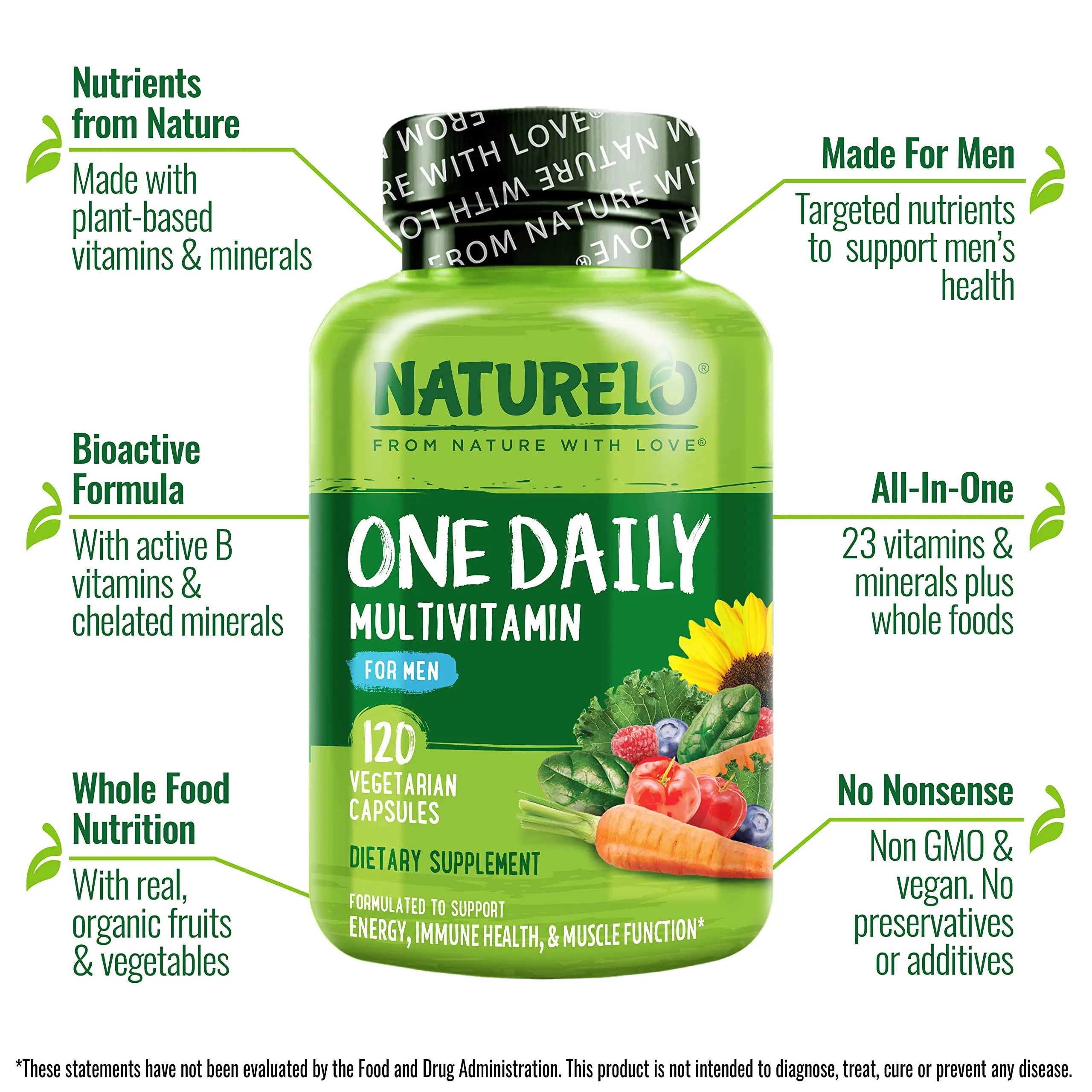 NATURELO One Daily Multivitamin for Men, 120 Vegetarian Capsules One Daily Multivitamin for Women NATURELOAu supplements