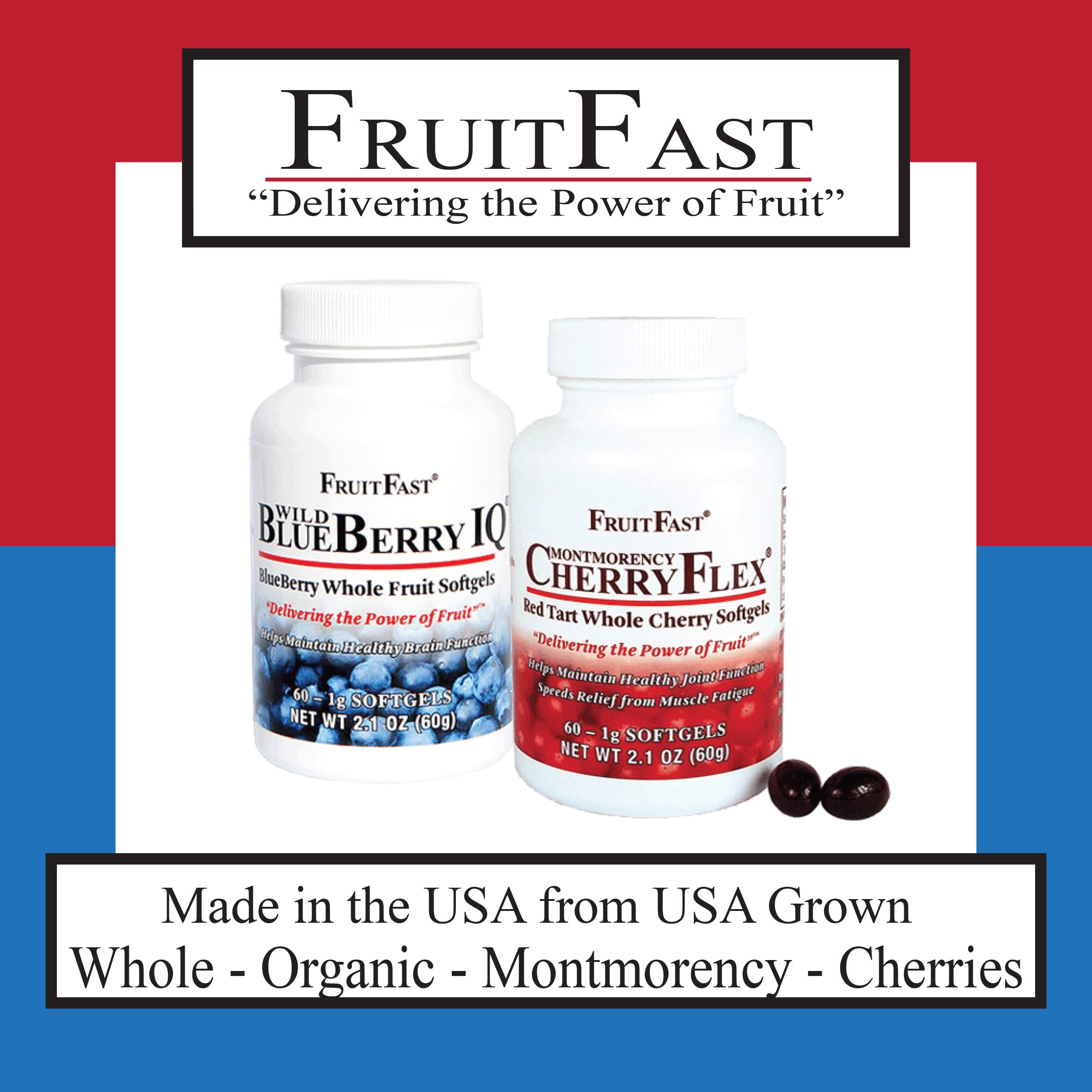 FruitFast CherryFlex 100% Red Tart Organic Cherry Concentrate Supplement - Chewable Softgel - 60 Count - Non-GMO and Gluten Free - Promotes Healthy Joint Function* FruitFastAu supplements
