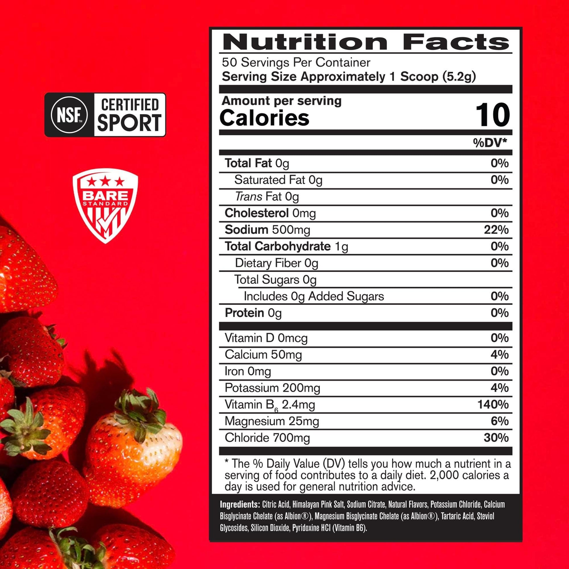 BARE PERFORMANCE NUTRITION BPN Electrolytes Hydration Drink Mix | Sugar Free Electrolyte Powder | 500mg Sodium per Serving | Naturally Sweetened | Strawberry, 50 Servings BARE PERFORMANCE NUTRITIONAu supplements