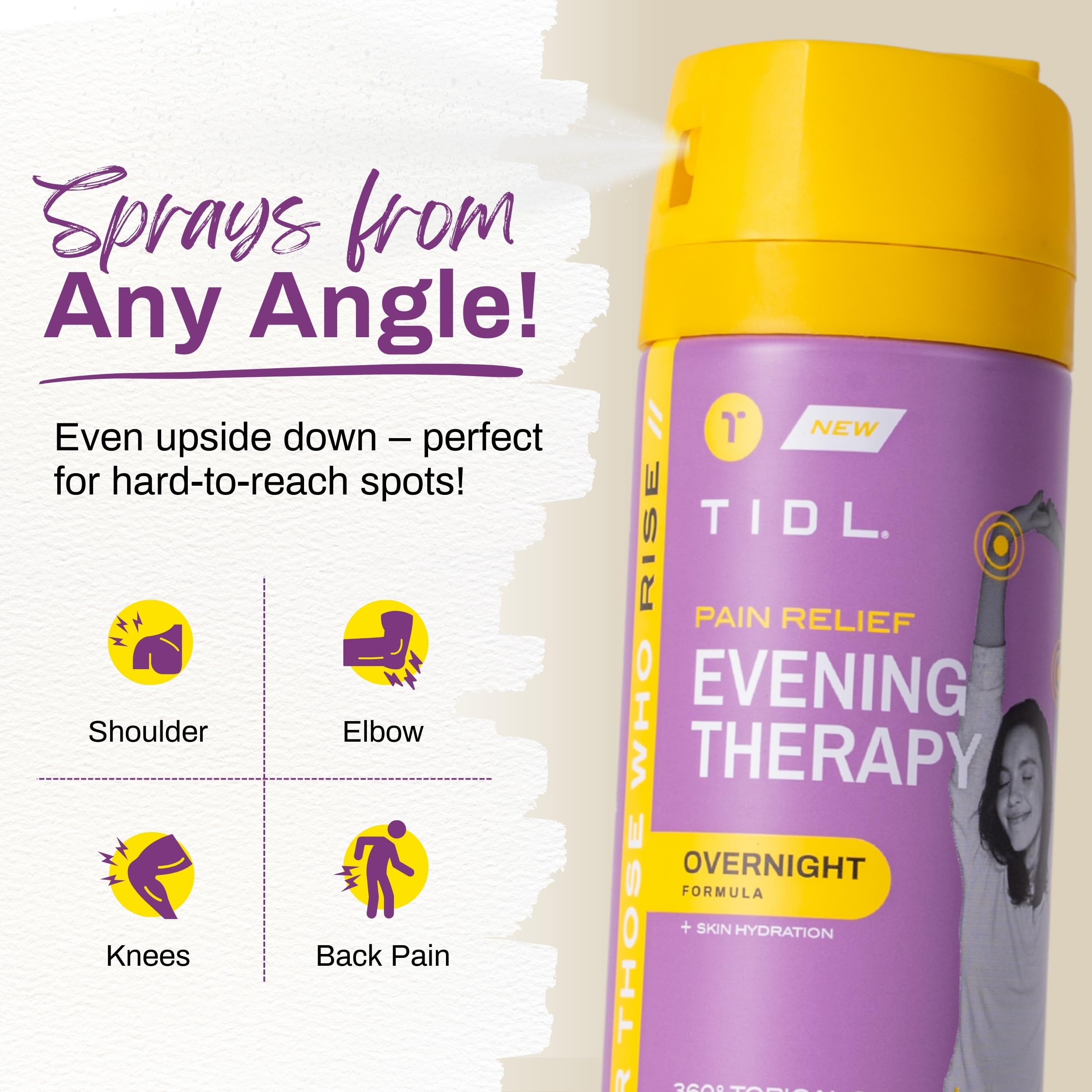 TIDL - Evening Therapy Pain Relief Spray - Fast-Acting Relief for Lower Back, Knee, Muscle & Joint Pain - Nighttime Relaxation & Skin Hydration - Lavender, Topical, Plant-Based Menthol (3oz, 1-Pack) TIDLAu supplements
