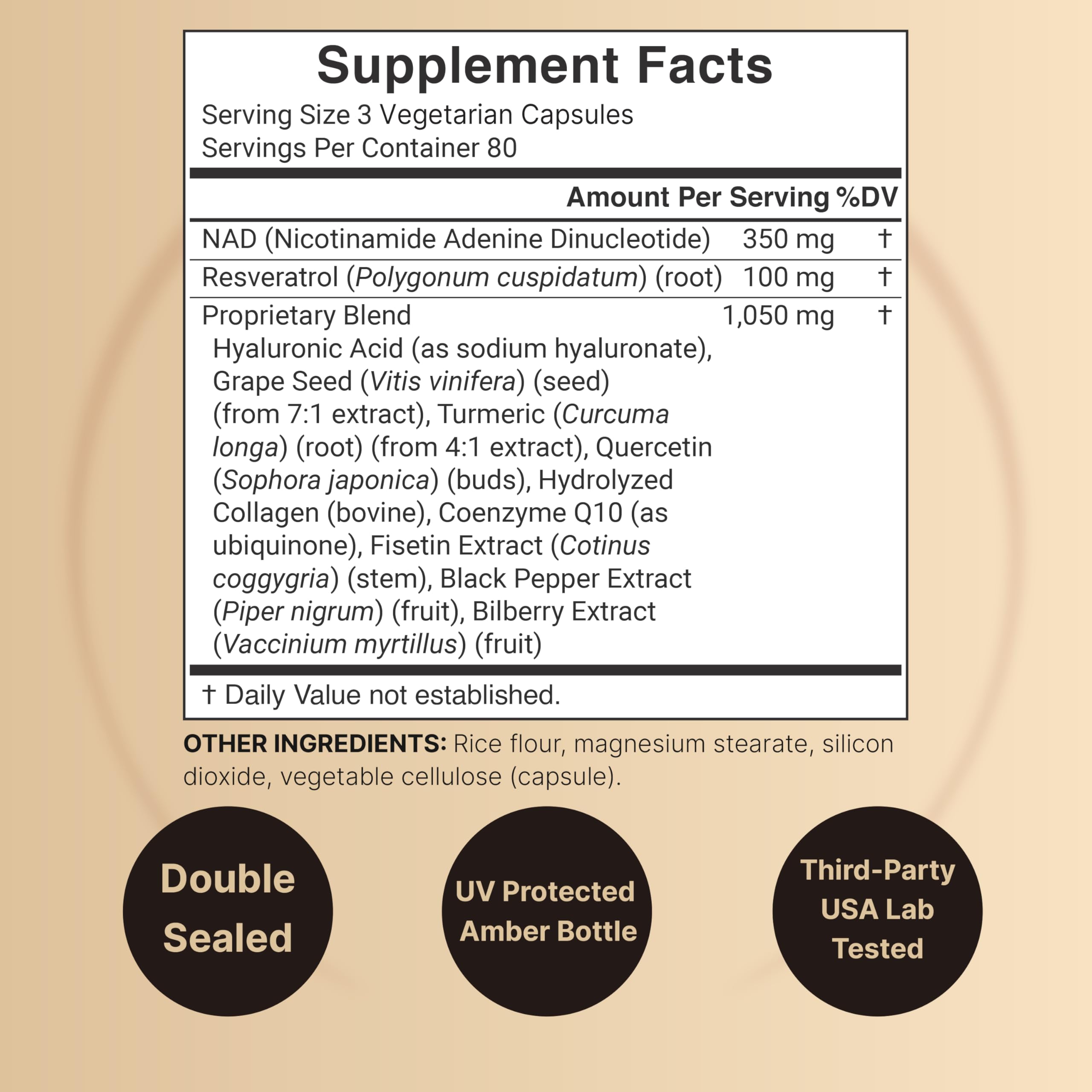 NatureBell NAD+ Complex 1,500mg Per Serving, 240 Veggie Capsules | NMN Supplement Alternative | NAD Plus Resveratrol, Hyaluronic Acid, Quercetin, Fisetin, Collagen, & More – Non-GMO NatureBellAu supplements