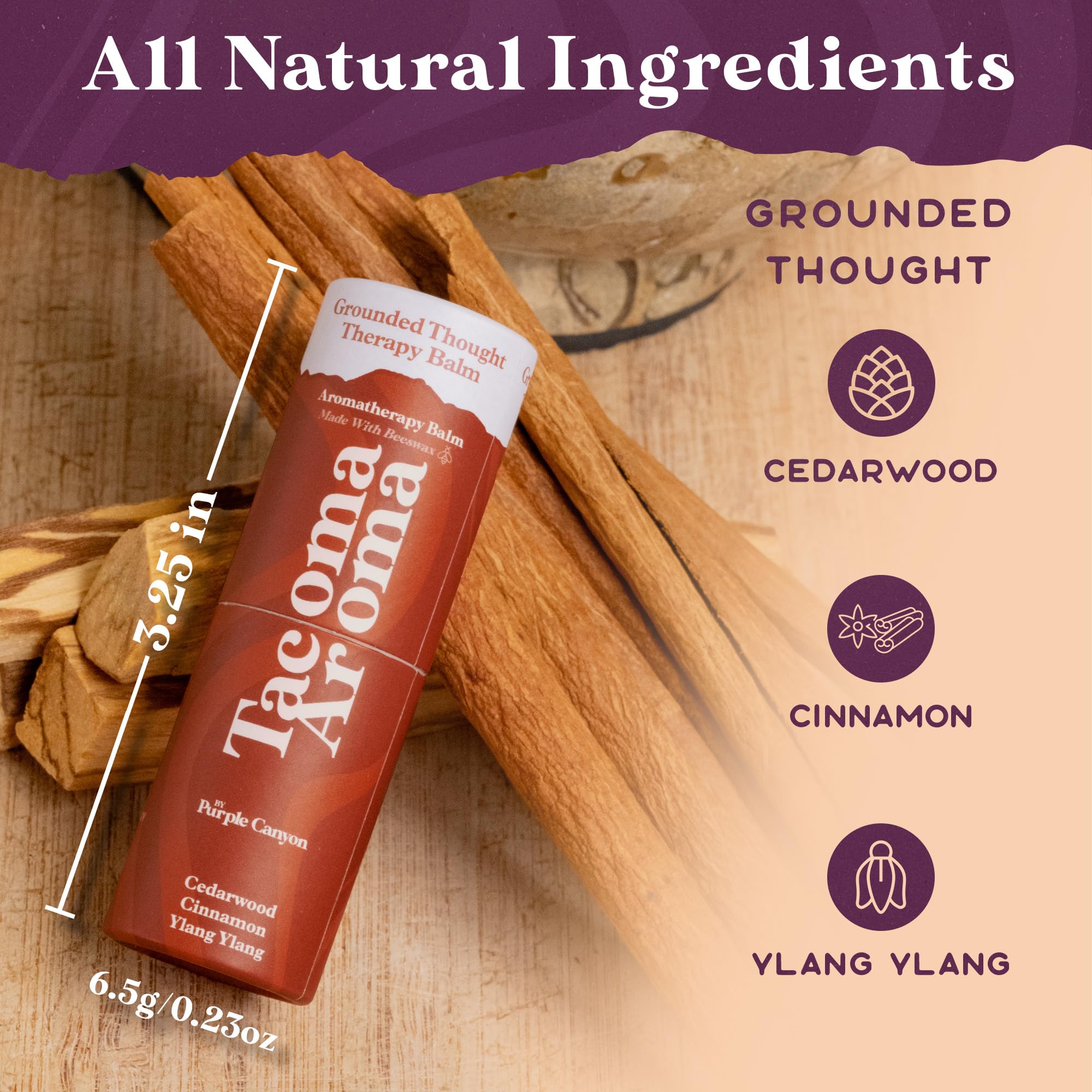 Essential Oils Balm Stick | Grounded Thought Aromatherapy Balm | All Natural Body Balm PURPLE CANYONAu supplements