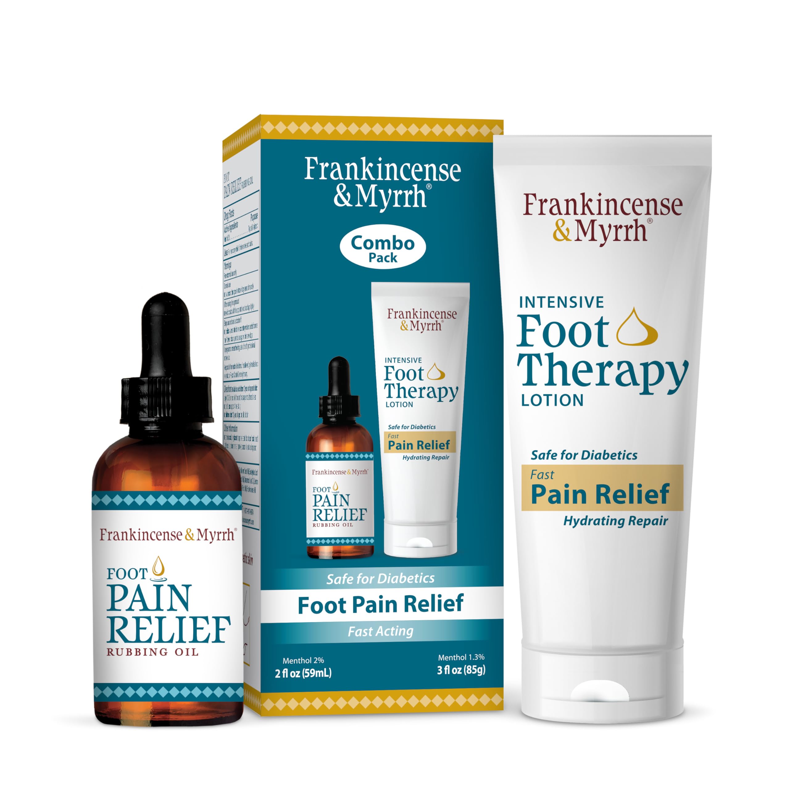 FRANKINCENSE & MYRRH Foot Pain Combo Pack: Foot Pain Relief Rubbing Oil (2 oz) and Intensive Therapy Lotion for feet (3 oz), Neuropathy, Nerve Relief, Frankincense Essential Oil, Maximum Strength FRANKINCENSE & MYRRHAu supplements
