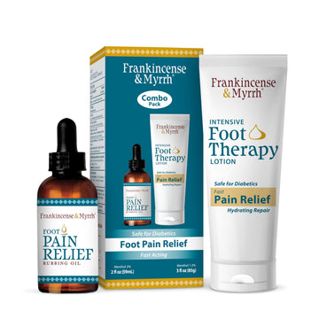 FRANKINCENSE & MYRRH Foot Pain Combo Pack: Foot Pain Relief Rubbing Oil (2 oz) and Intensive Therapy Lotion for feet (3 oz), Neuropathy, Nerve Relief, Frankincense Essential Oil, Maximum Strength FRANKINCENSE & MYRRHAu supplements