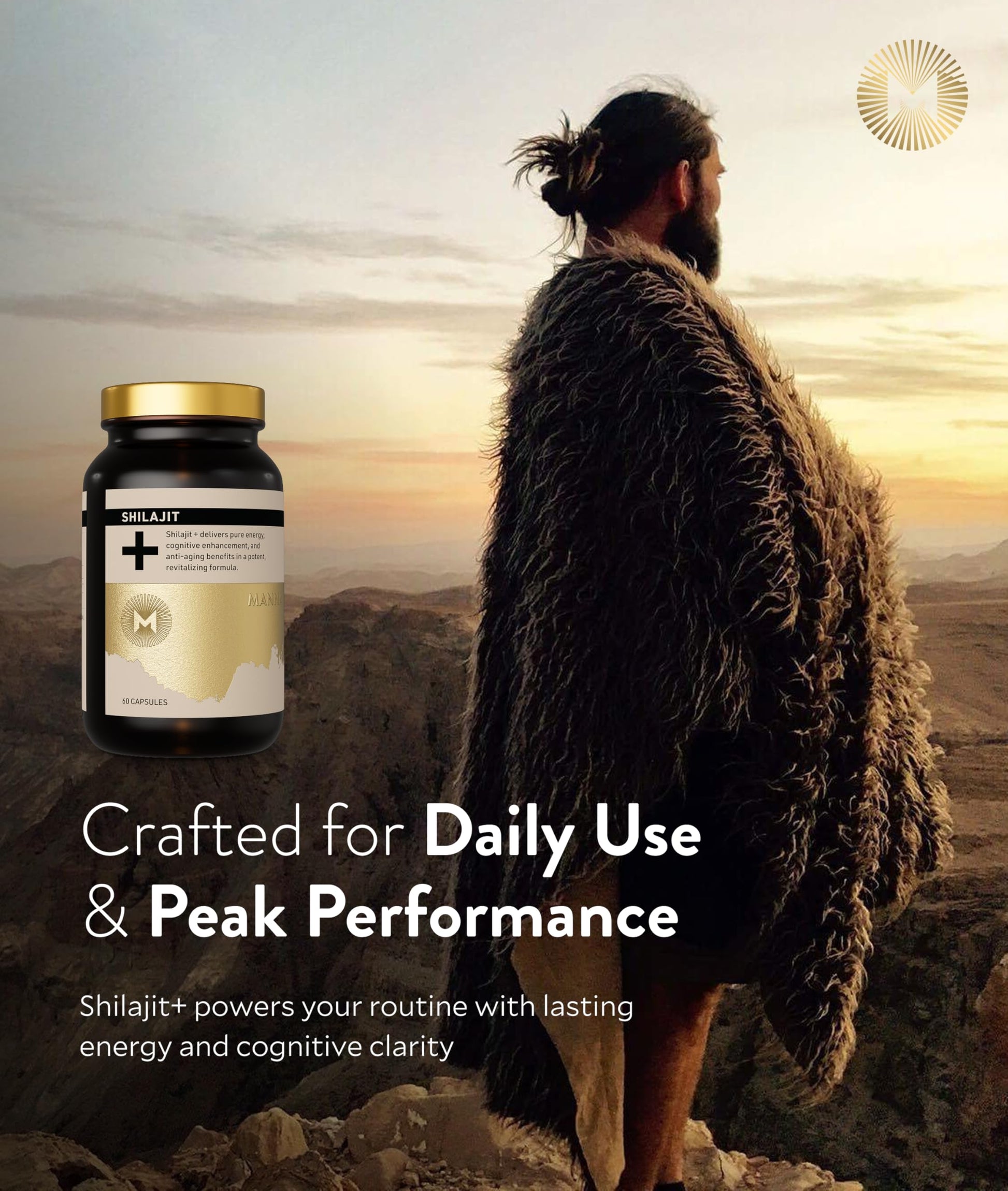 Manna Vitality Shilajit+ Capsules | 1000mg Purified Himalayan Shilajit Resin Supplement | Highest Bioavailability | Energy, Performance, Detox, Vitality, Mental Clarity & Cognitive Support | 60 Count M MannaAu supplements