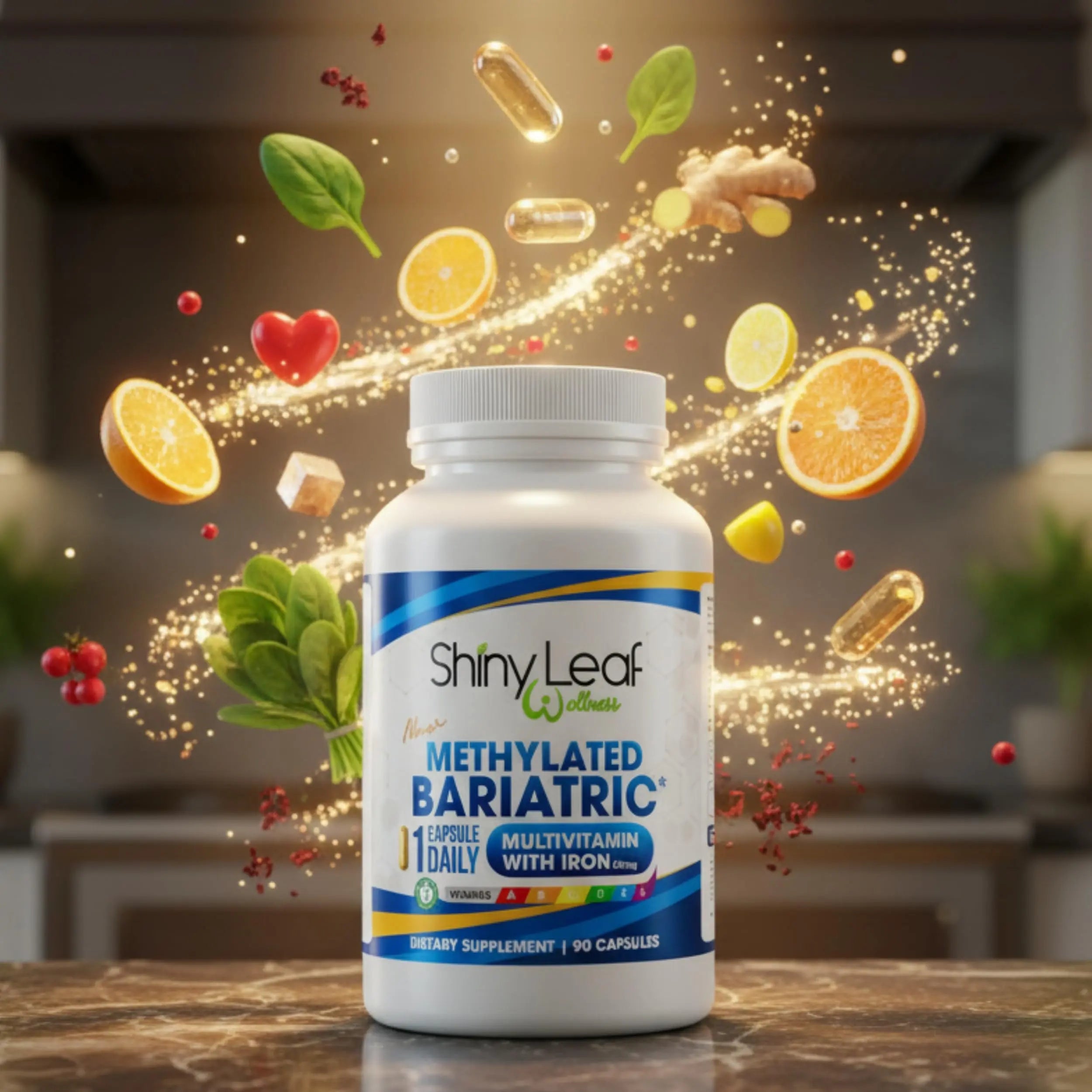 Shiny Leaf Methylated Bariatric Multivitamin with Iron 45mg – Once Daily Capsule, Made in USA, ASMBS Compliant Bariatric Vitamins Shiny LeafAu supplements