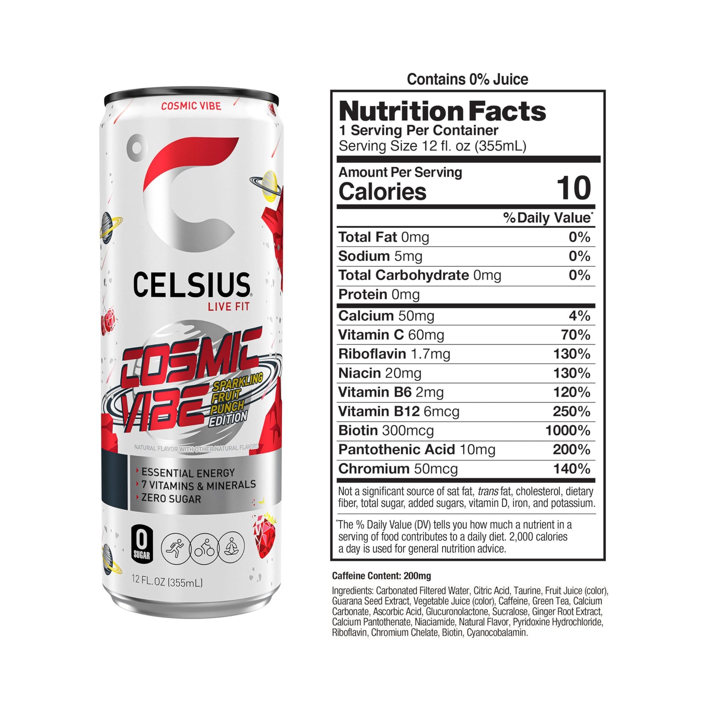 CELSIUS Sparkling Cosmic Vibe, Functional Essential Energy Drink 12 Fl Oz (Pack of 12) CELSIUSUS supplements