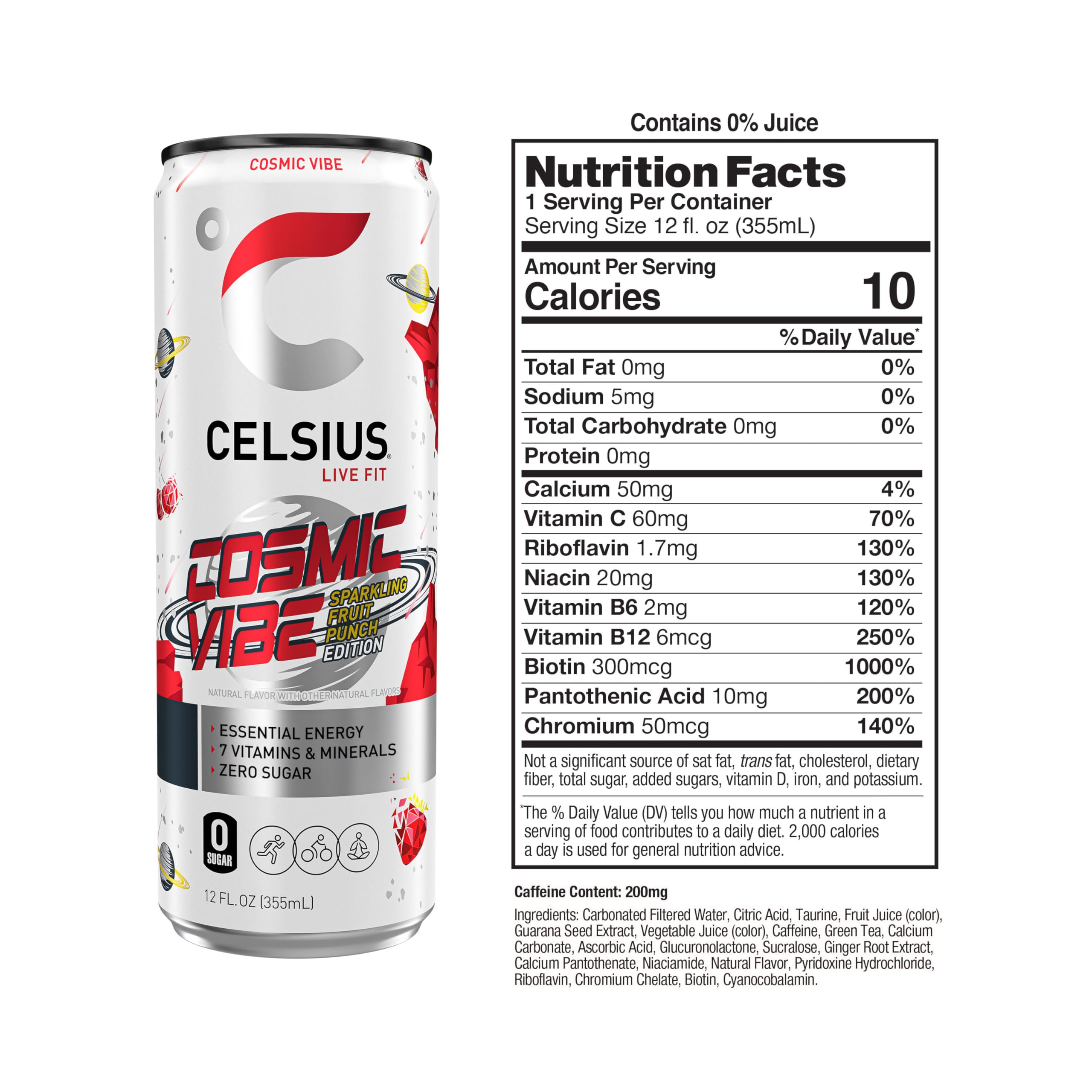 CELSIUS Sparkling Cosmic Vibe, Functional Essential Energy Drink 12 Fl Oz (Pack of 12) CELSIUSUS supplements