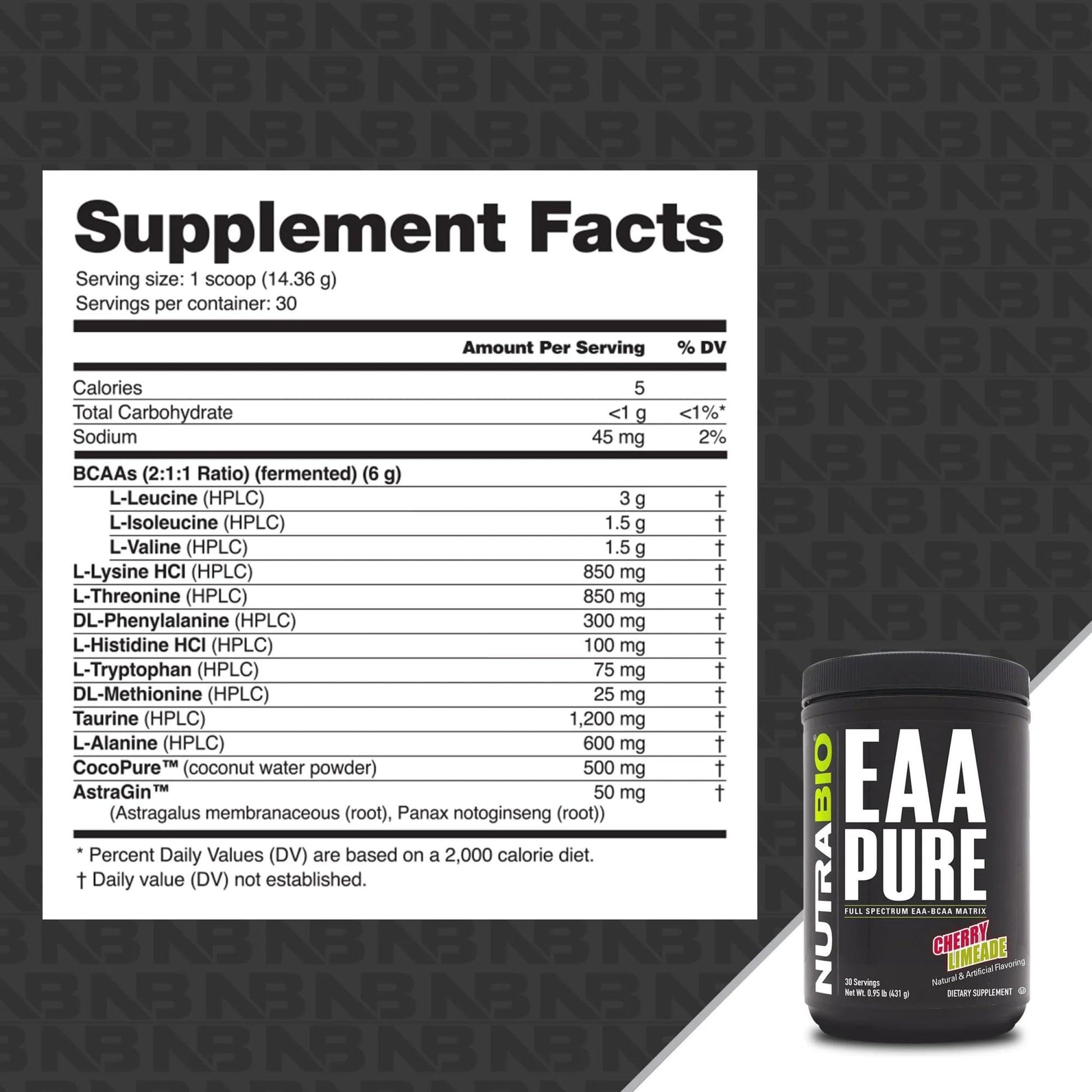 NutraBio – EAA Pure – 9 Amino Acids – Muscle Repair and Recovery, 30 Servings, Cherry Limeade – Pre or Post Workout – All Day Recovery NutraBioAu supplements