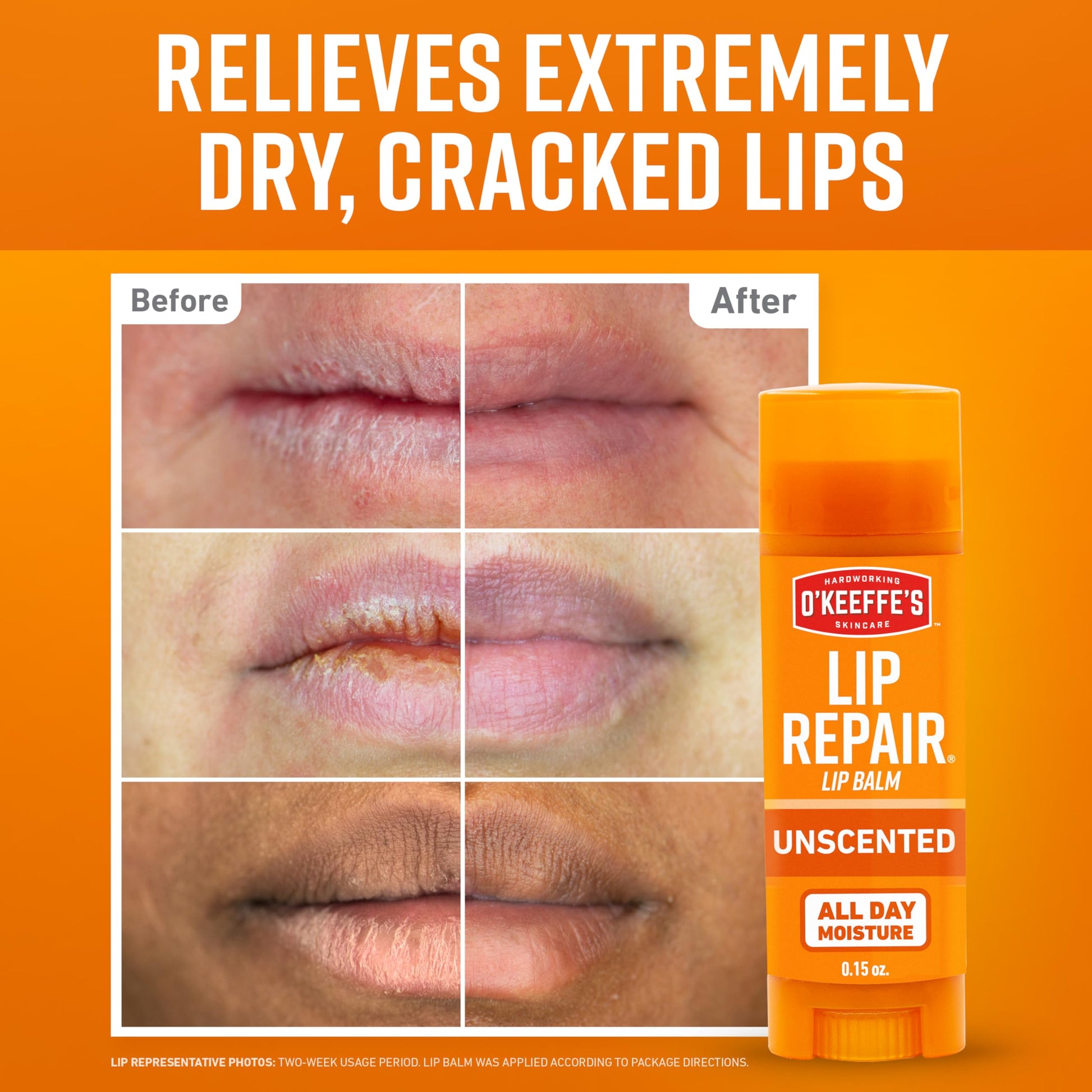 O'Keeffe's Lip Repair Unscented Lip Balm for Dry, Cracked Lips - Stick (3 Pack) - Moisturizer for Very Dry Lips O'Keeffe'sAu supplements