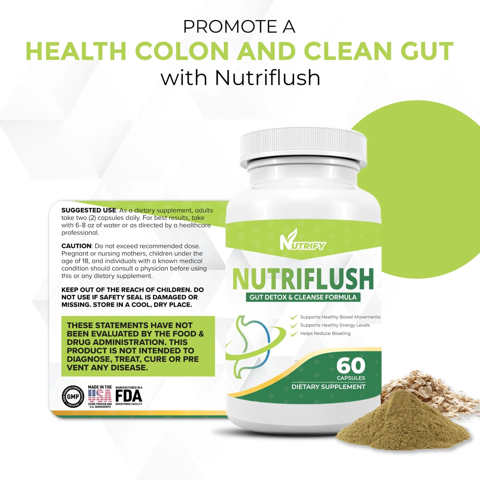 NutriFlush - Powerful Colon Support & Gut Cleanse Formula, High Absorption, GMO Free, Made in USA Genericnz supplements