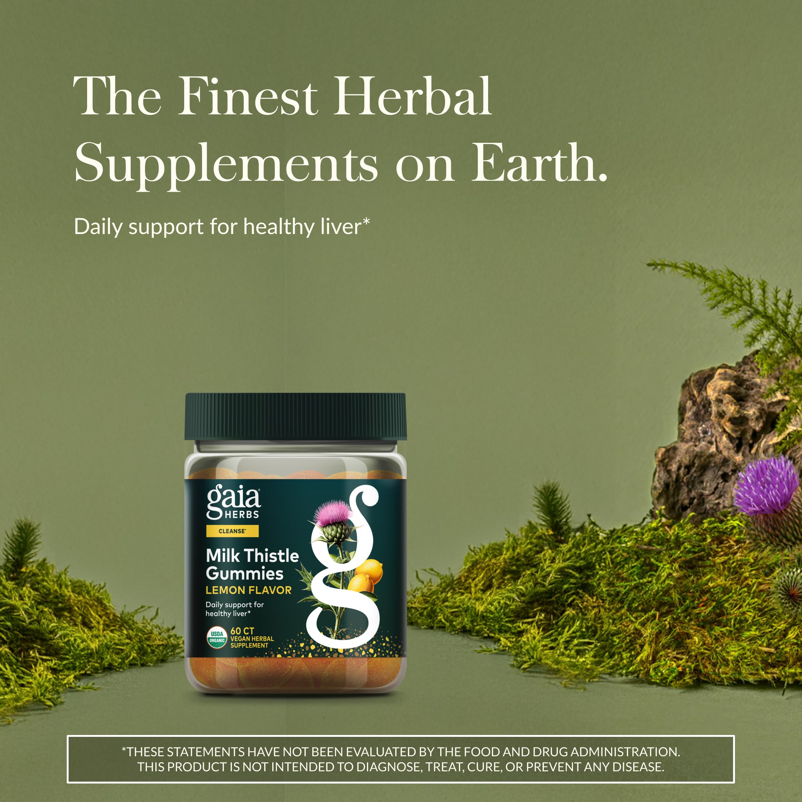Gaia Herbs Milk Thistle Gummies - Herbal Supplement with Antioxidant Properties for Liver Health & Liver Detox - Lemon Flavored - 60 Vegan Gummies Gaia HerbsAu supplements