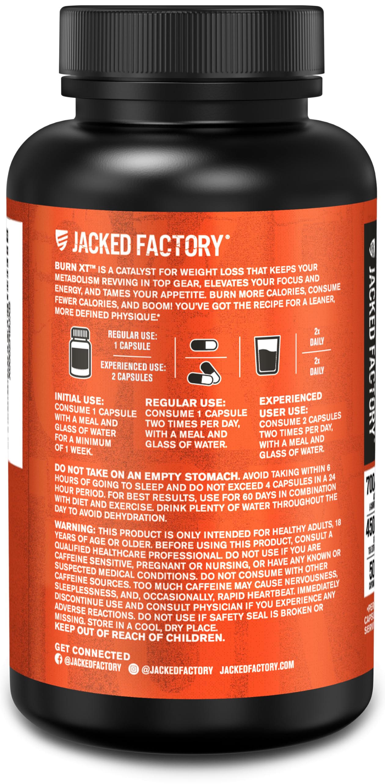 Jacked Factory Burn-XT Clinically Studied Fat Burner & Weight Loss Supplement - Appetite Suppressant & Energy Booster - with Acetyl L-Carnitine Jacked FactoryUS supplements