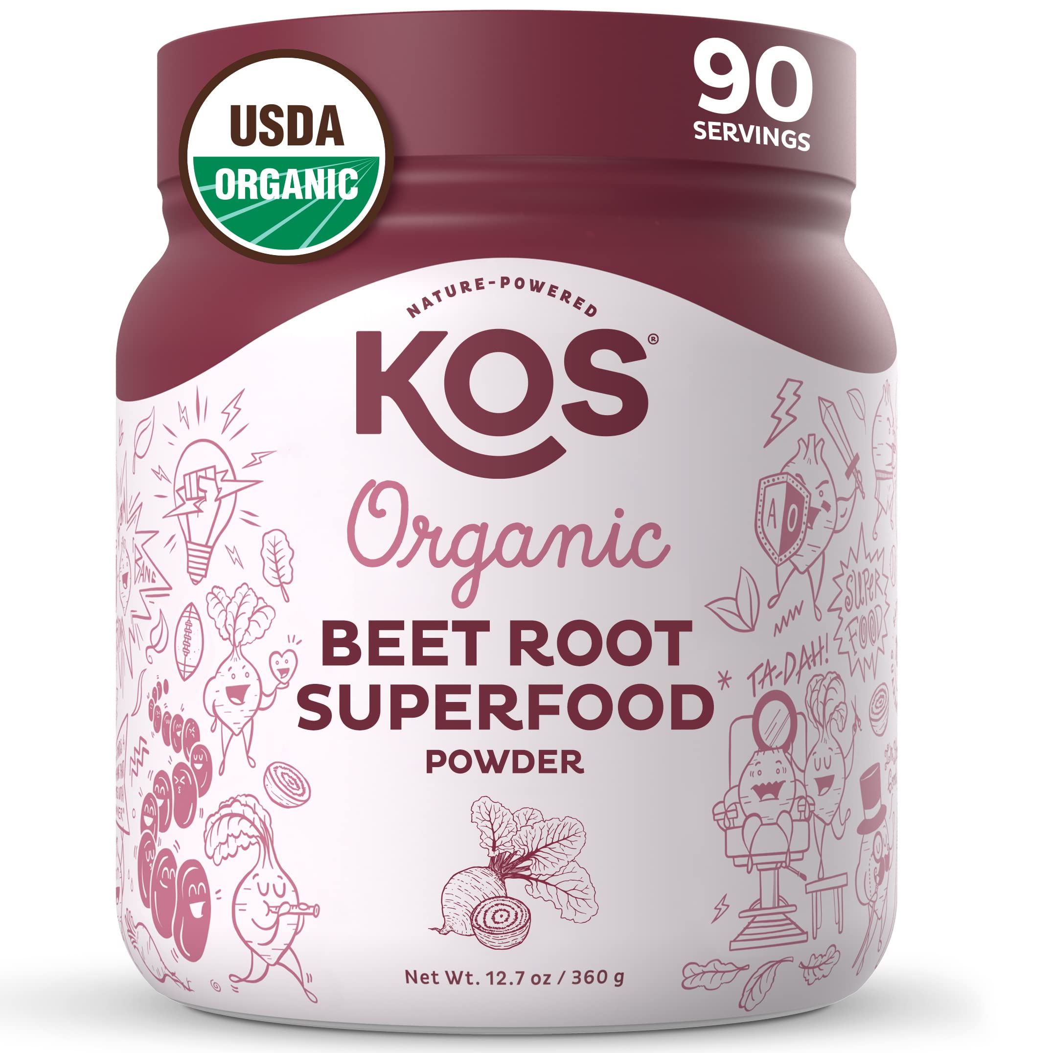 KOS Organic Beet Root Powder - USDA Certified, Nitric Oxide Booster, Non-GMO, Gluten KOSAu supplements