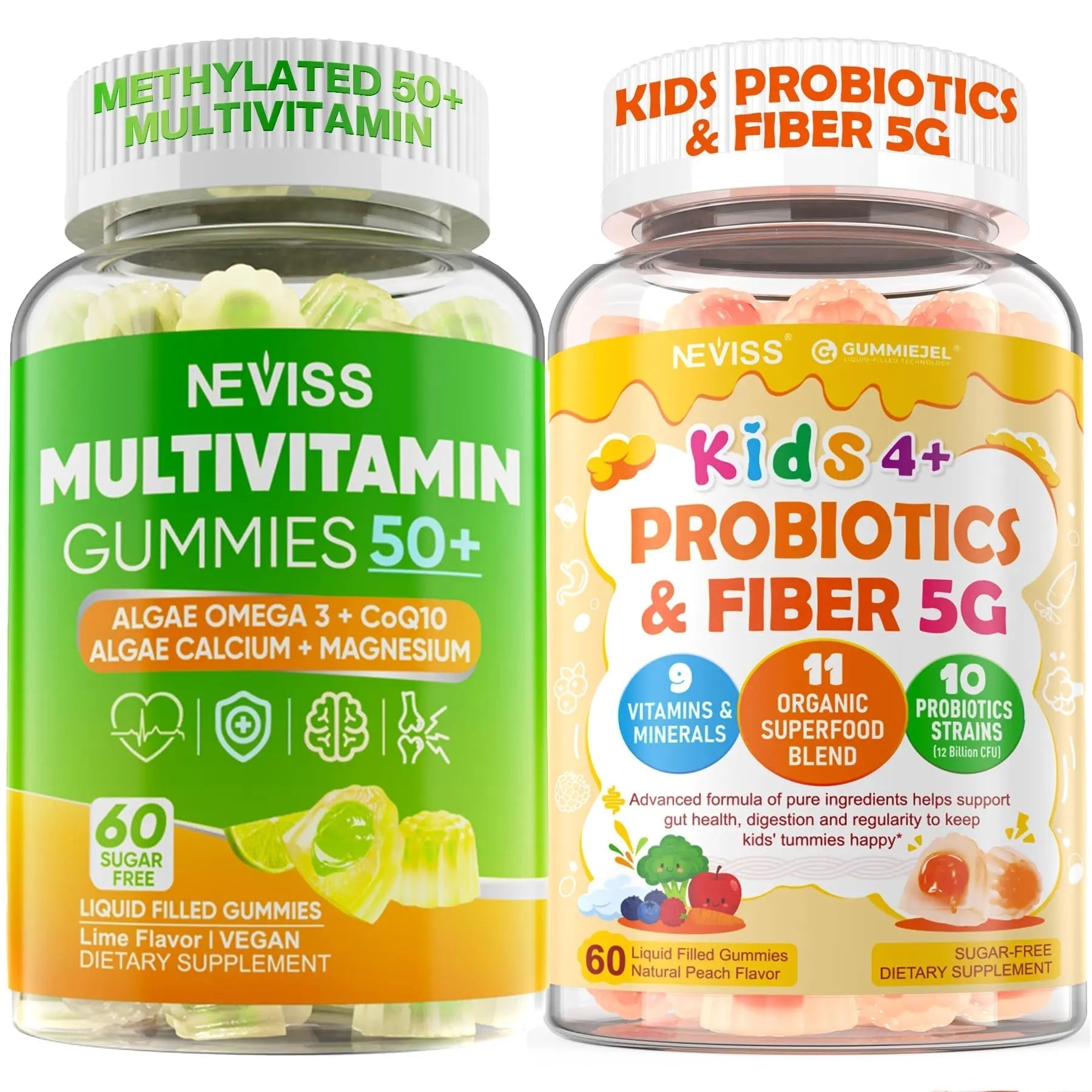 NEVISS Multivitamin for Men & Probiotics for Kids Teen + Veggie & Fruit Fiber Gummies NEVISSAu supplements