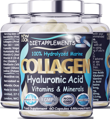 Marine Collagen Type 1&3 1000mg, Hyaluronic Acid 200mg/serving; Vitamin C, Zinc, Copper for Immune System DietapplementsAu supplements