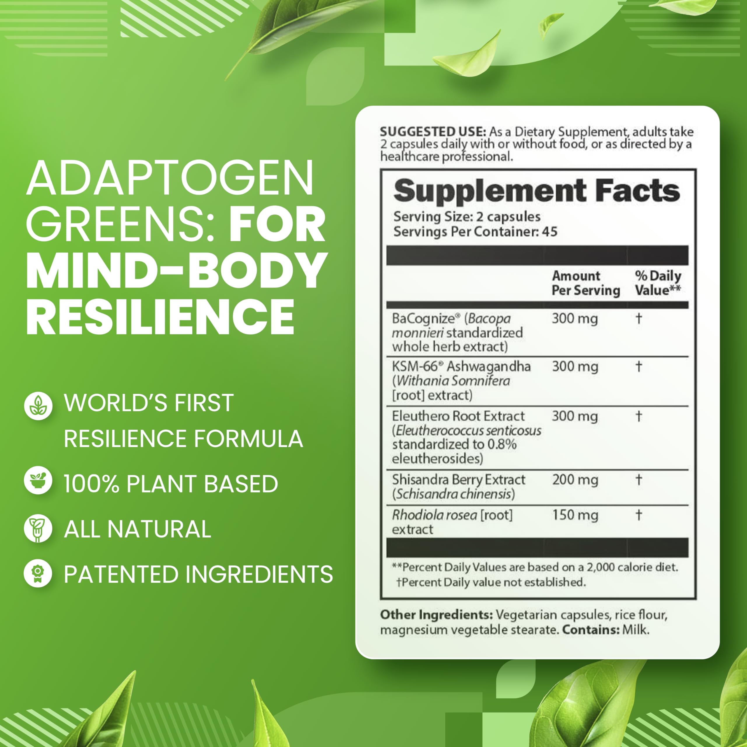 SaltWrap Adaptogen Greens - Mind-Body Resilience Formula - Caffeine-Free Nootropic for Stress, Focus, and Cognitive Performance - 90 Capsules SaltWrapAu supplements
