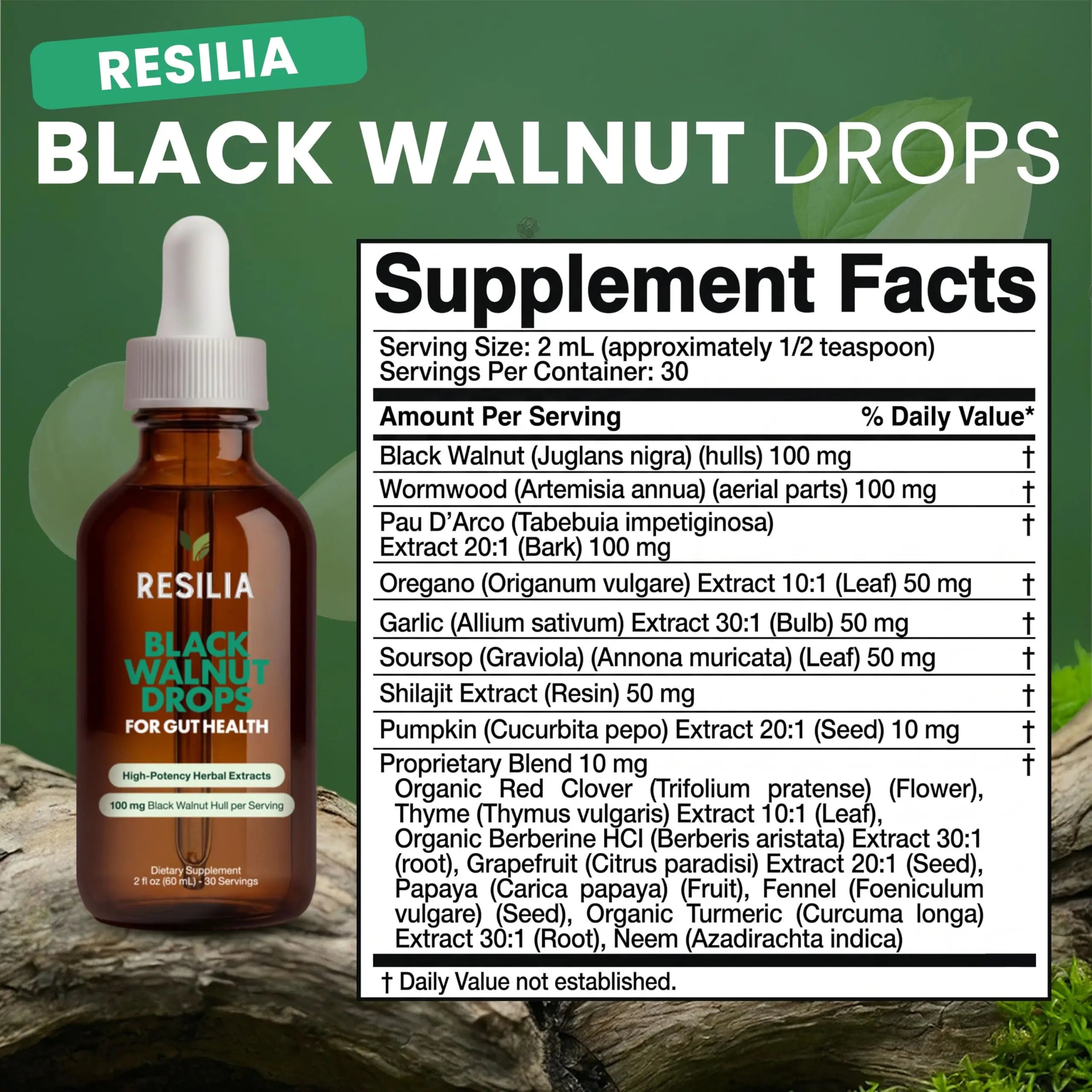 Resilia Herbal Cleanse Liquid Drops – Black Walnut & Wormwood Extract with Pumpkin Seed, Garlic & Turmeric – Alcohol-Free Vegan Tincture for Digestive & Daily Wellness Support, 2 fl oz Resilia Oil Of Oreganonz supplements