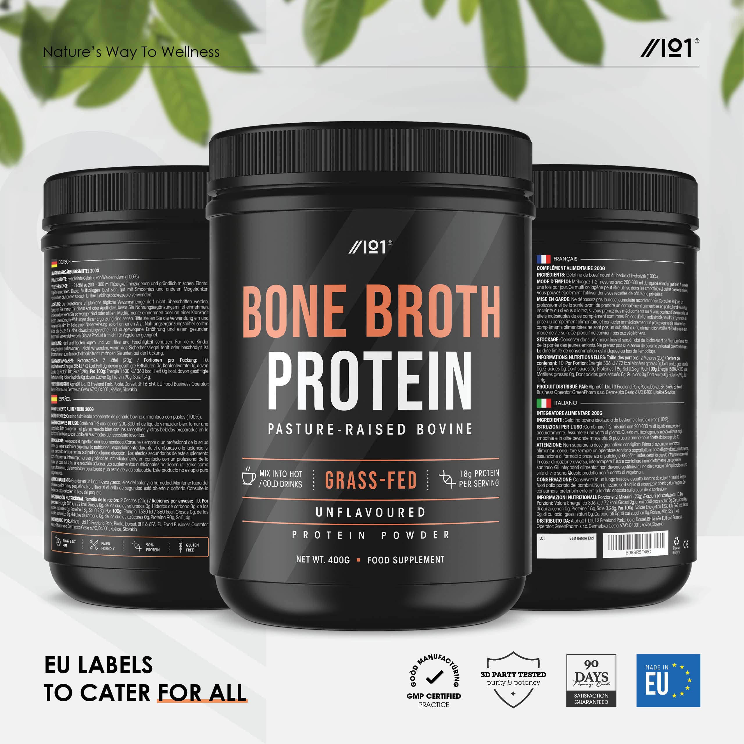 Bone Broth Beef Protein Powder - 400g - Unflavoured - 100% Grass-Fed & Pasture Raised Beef ALPHA01Au supplements
