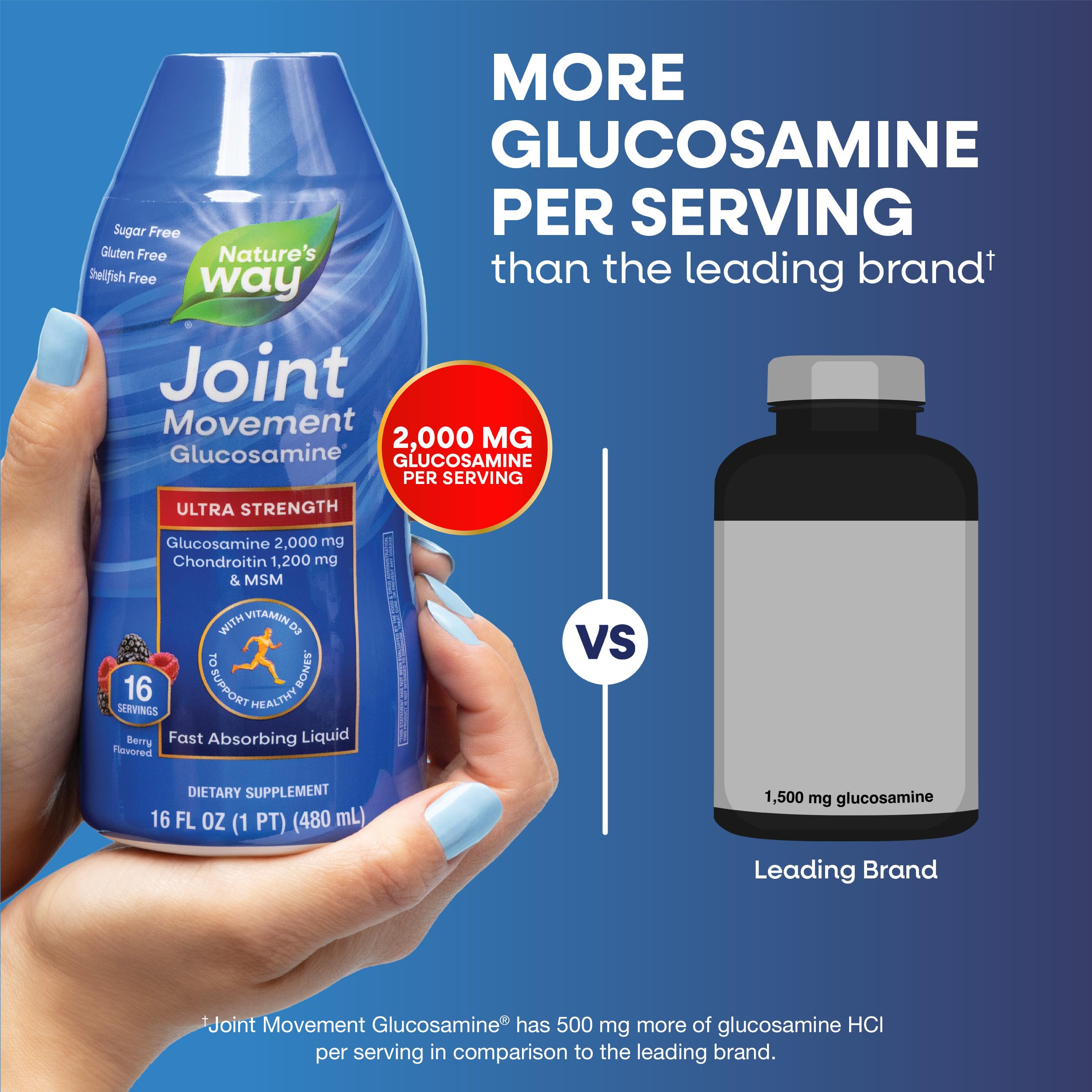 Nature's Way Joint Movement Glucosamine Fast Absorbing Liquid, Ultra Strength, Supports Healthy Bones*, Liquid Glucosamine Chondroitin, MSM with Vitamin D3, Berry Flavored, 16 Fl Oz Nature's WayAu supplements