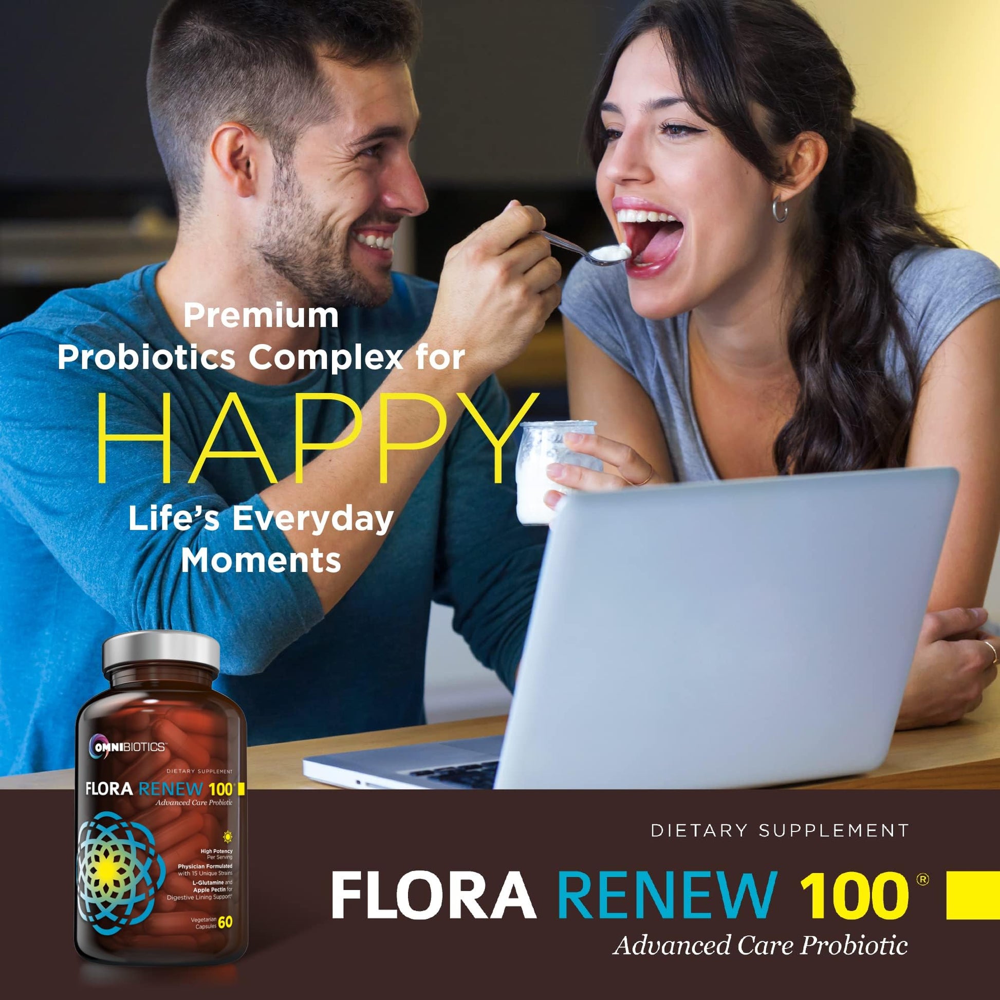 100 Billion Probiotics - 15-Strain Probiotic for Women & Men, DRCaps Delayed Release, Prebiotics, L-Glutamine, Apple Pectin, Gut Lining Support, Shelf Stable, Non-GMO, 60 Vegan Capsules for Adults OmniBioticsAu supplements