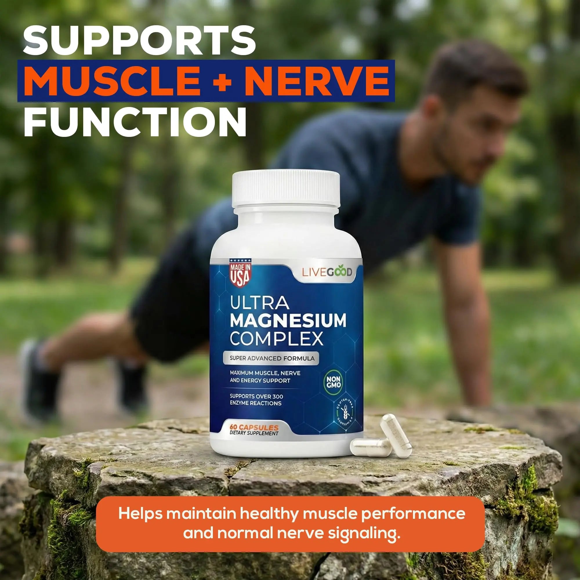 LiveGood™ Ultra Magnesium Complex, Organic Magnesium Glycinate and Gluconate for Muscle Recovery, Nerve Support & Relief – High Absorption Supplement, Vegan, Non-GMO, Made in USA, 60 Capsules LIVEGOODnz supplements