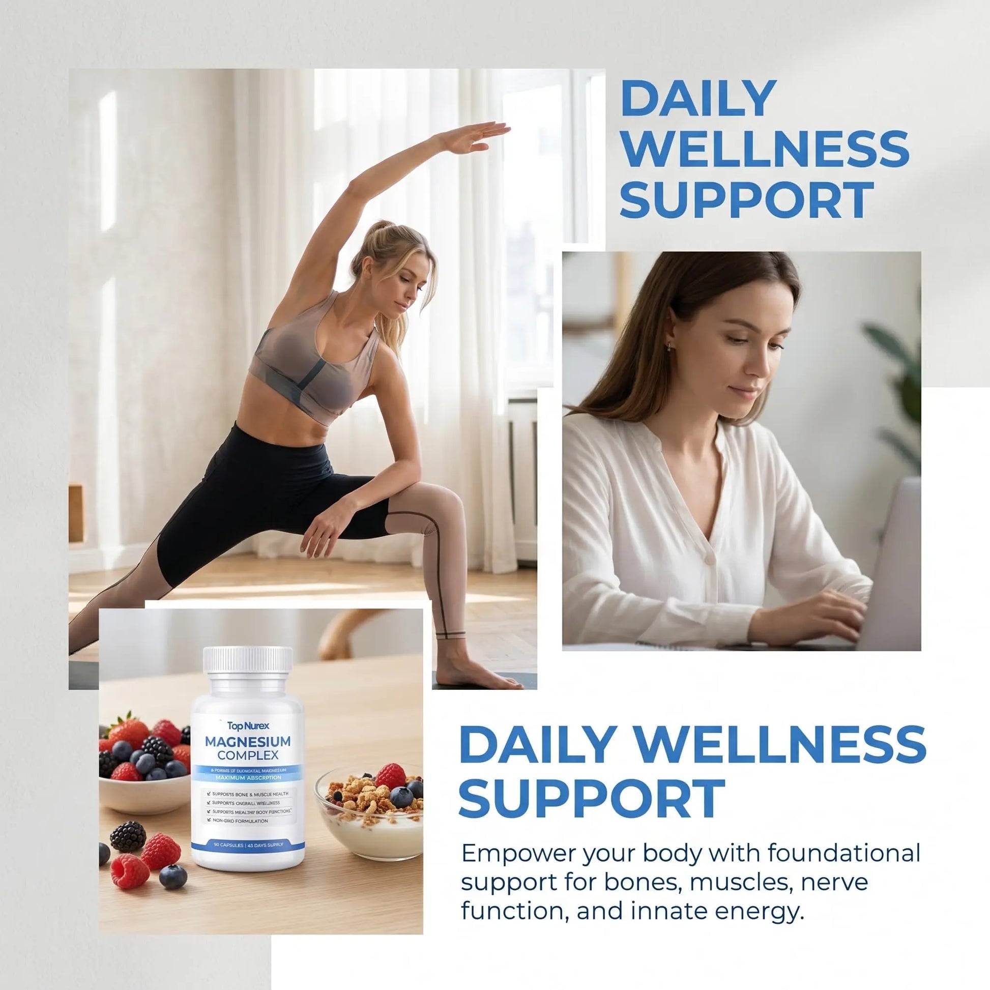 Top Nurex Magnesium Complex for Women & Men,1000mg High Absorption Blend, 8 Magnesium Forms Including Glycinate, Citrate & Malate, Daily Nutrient Support, Vegan Non-GMO, 90 Capsules (1 Pack) wuliaonz supplements