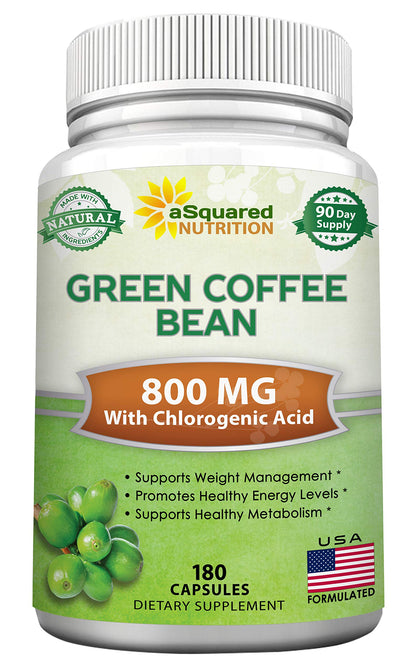 aSquared Nutrition Natural Green Coffee Bean Formula-180 Capsules-Max Strength GCA aSquared NutritionUS supplements