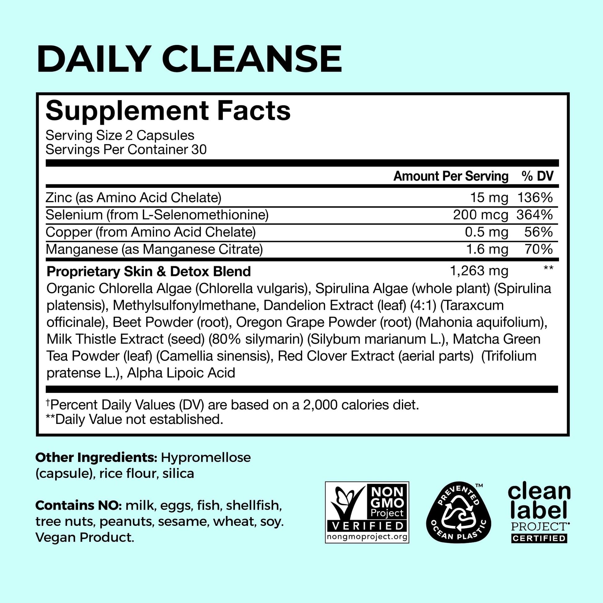 HUM Daily Cleanse Acne Supplements for Women & Men, Gentle Digestive Cleanse for Clear Skin Support, Zinc, Spirulina, Chlorella, Detoxifying Herbs, Organic Algae, Skin Vitamins Supplement, 60 Capsules HUMUS supplements