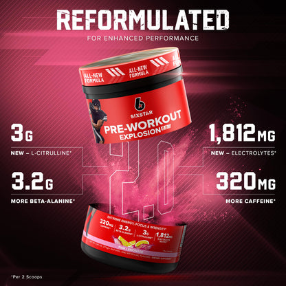 Six Star Pre-Workout Explosion 2.0 Pink Lemonade - Pre-Workout Powder, Explosive Energy Six StarUS supplements