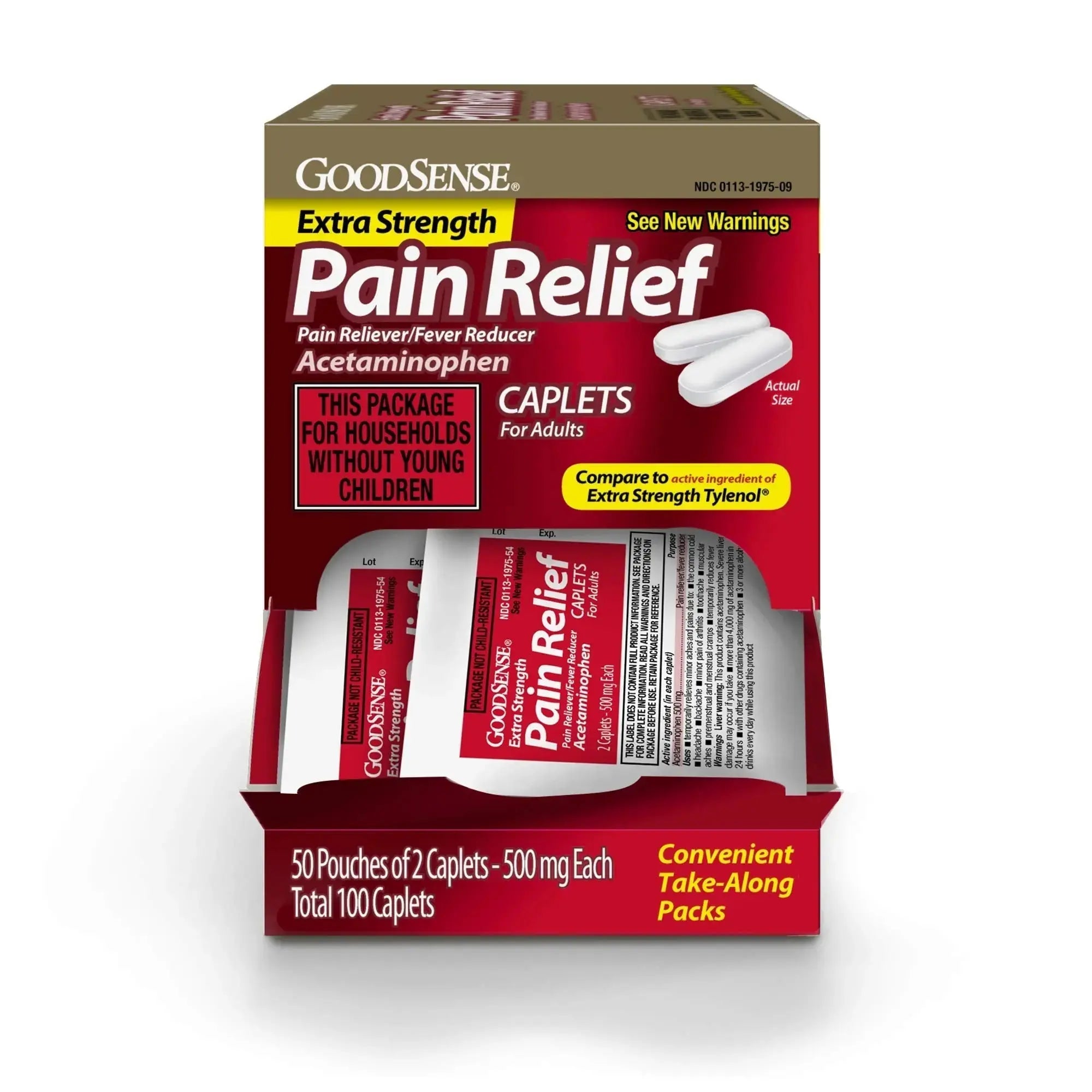 GoodSense Extra Strength Acetaminophen Caplets 500 mg, Pain Reliever and Fever Reducer, Easy Open Cap, 100 Count GoodSenseAu supplements