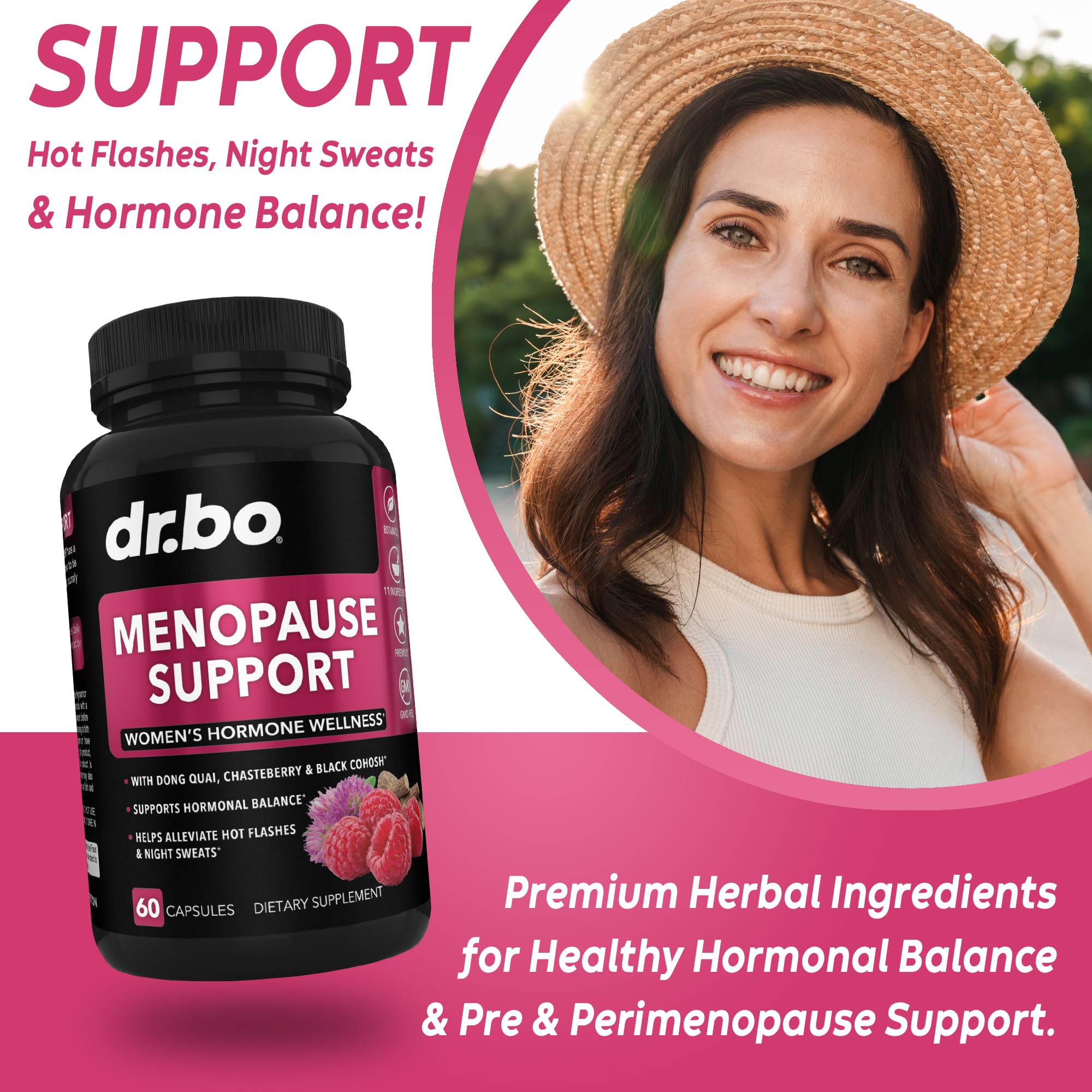 Menopause Supplements for Women Support Pills - Natural Menopause Relief for Hot Flashes, Night Sweats & Mood Swings with Dong Quai, Chasteberry & Black Cohosh - Hormone Balance for Women Supplement DR. BOAu supplements
