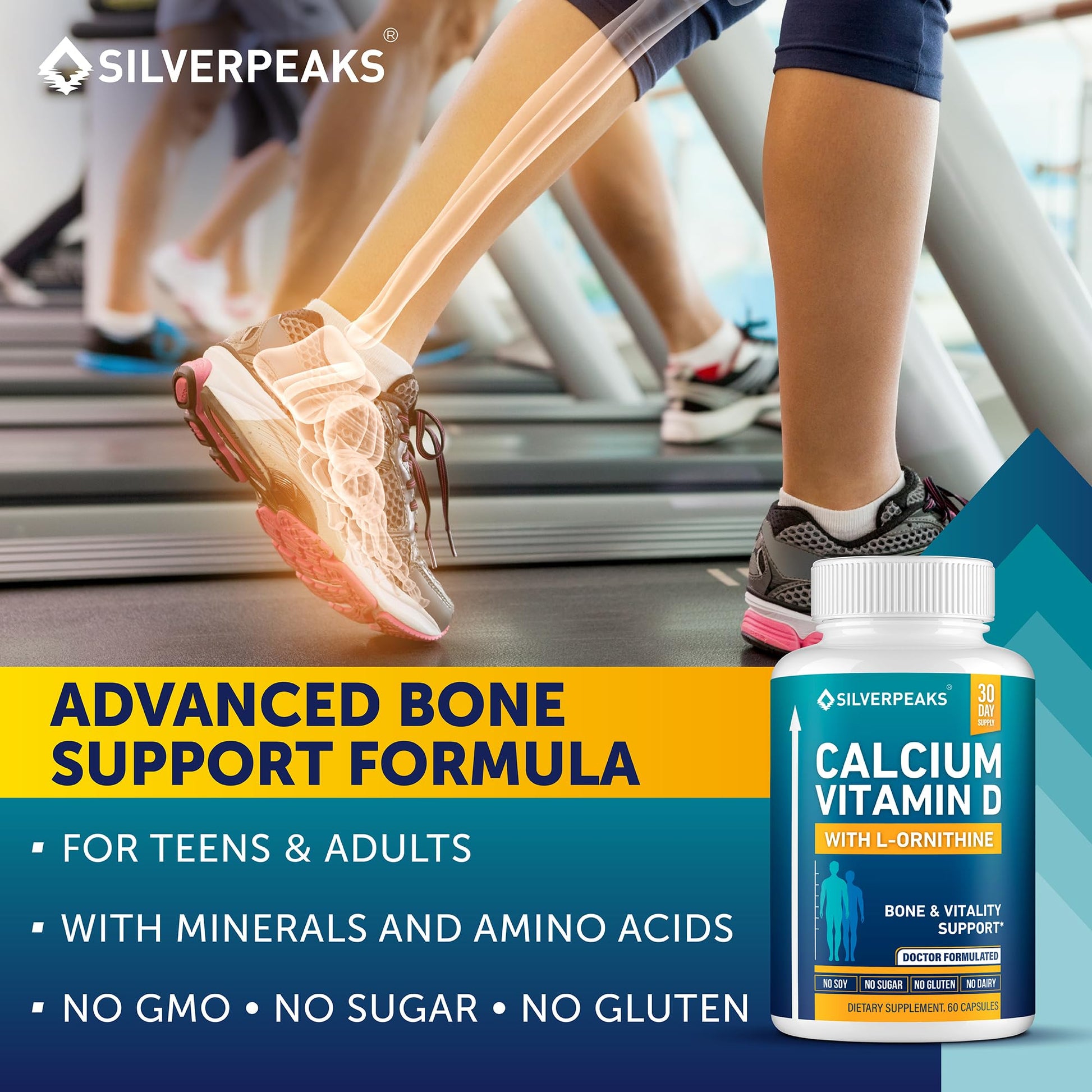 Calcium Supplement with Vitamin D3 and Zinc for Bone Health – Supports Bone Strength & Density – Gentle Non-Constipating Mineral & Amino Acids Blend for Women & Men - 60 Capsules (30 Day Supply) SILVERPEAKSAu supplements
