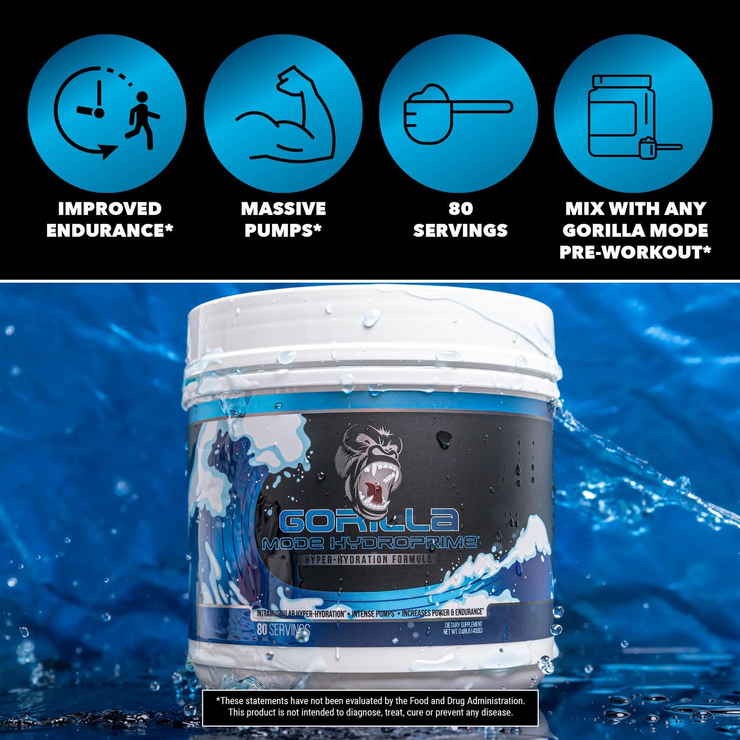 Gorilla Mind Hydroprime Glycerol Pre-Workout - Hydrating Pre-Workout Formula for Intense Gorilla MindUS supplements