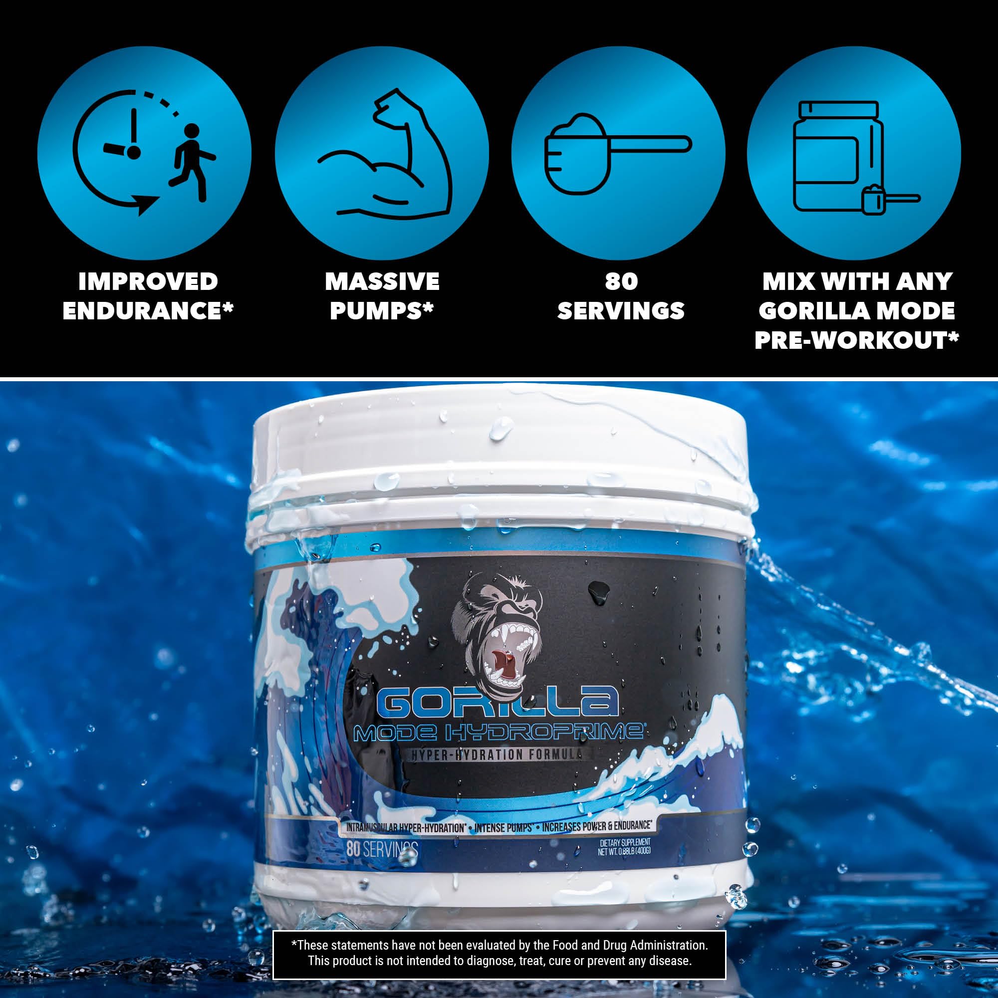Gorilla Mind Hydroprime Glycerol Pre-Workout - Hydrating Pre-Workout Formula for Intense Gorilla MindAu supplements