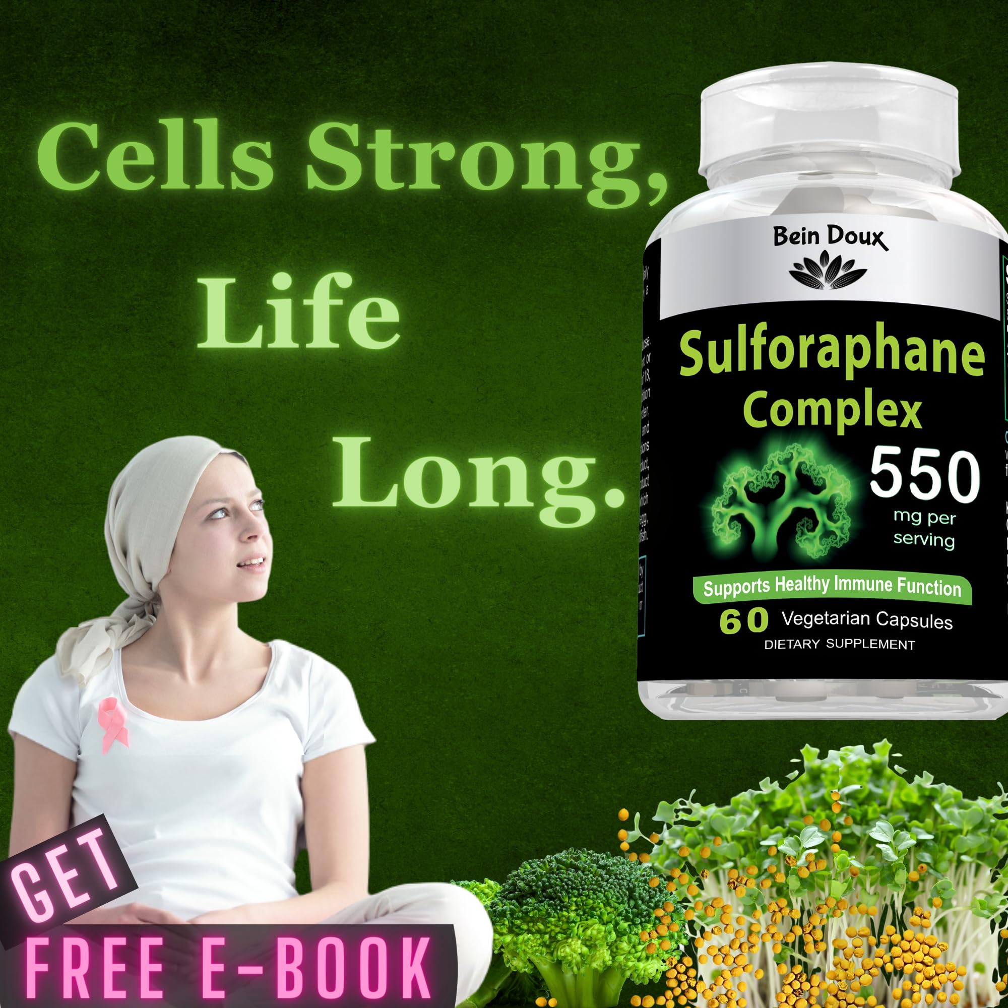 550mg Sulforaphane Supplement with Glucoraphanin and Myrosinase | Broccoli Supplemen BEIN DOUXUS supplements