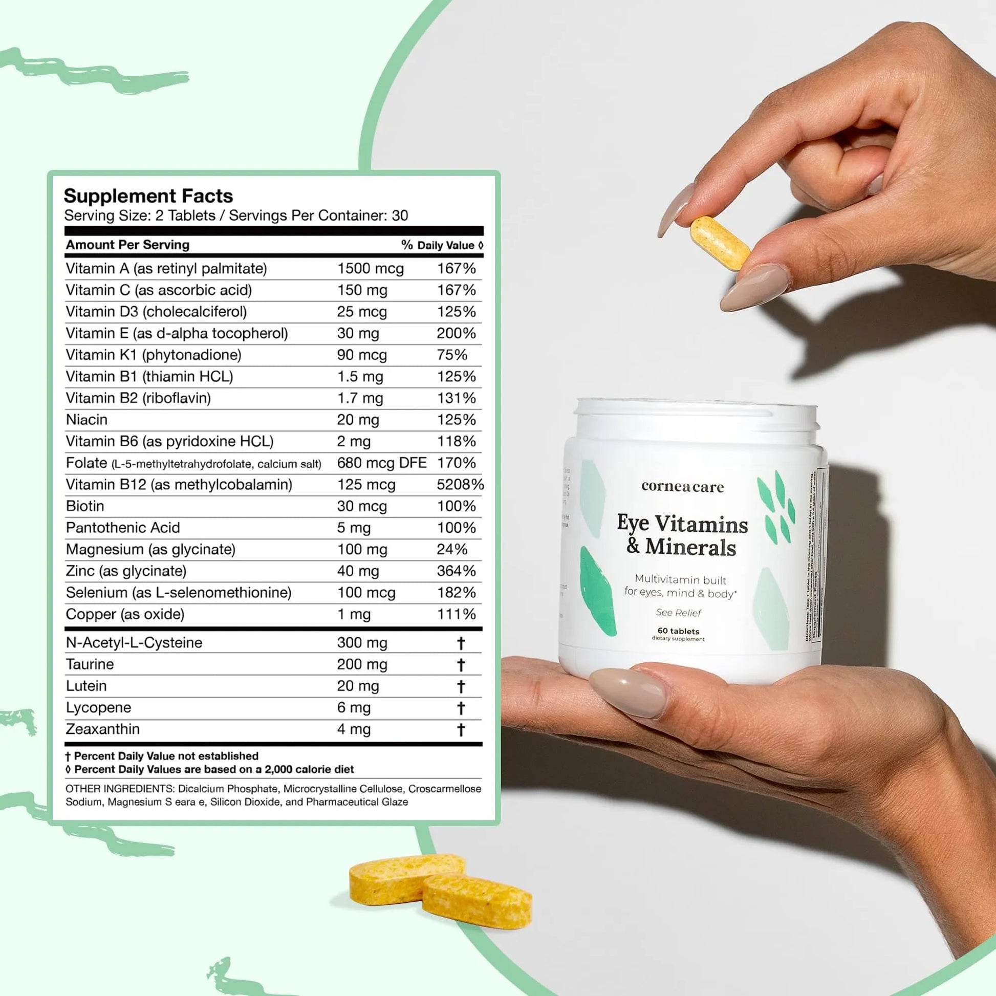 CorneaCare Vitamins and Minerals | Multivitamin for Vision & Health | Dry Eye Supplements | 60 Tablets CorneaCareAu supplements